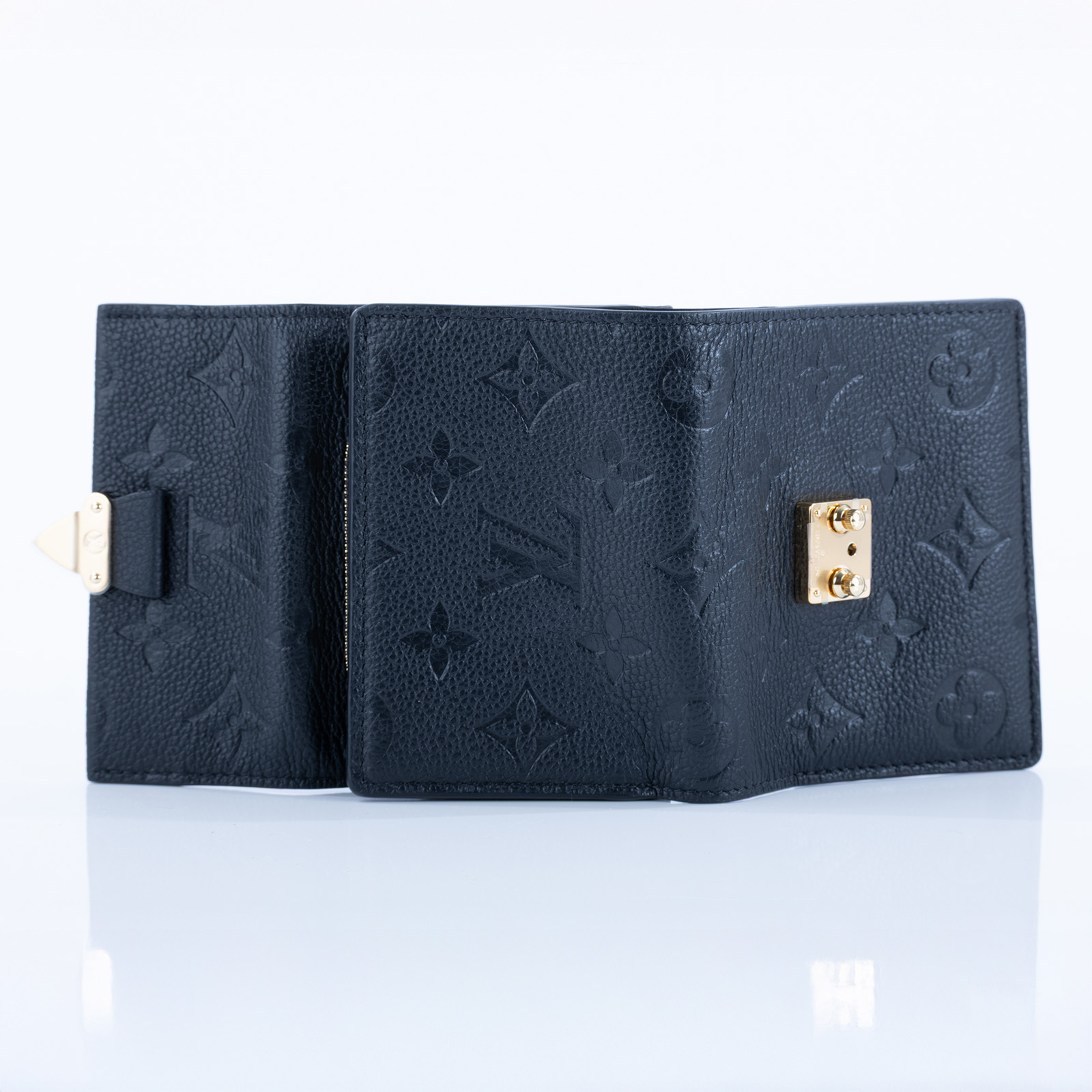 路易威登 LOUIS VUITTON Métis 小型錢包 短夾 M80880 晶片款 黑原花壓紋METIS三折短夾 原廠盒子/防塵袋