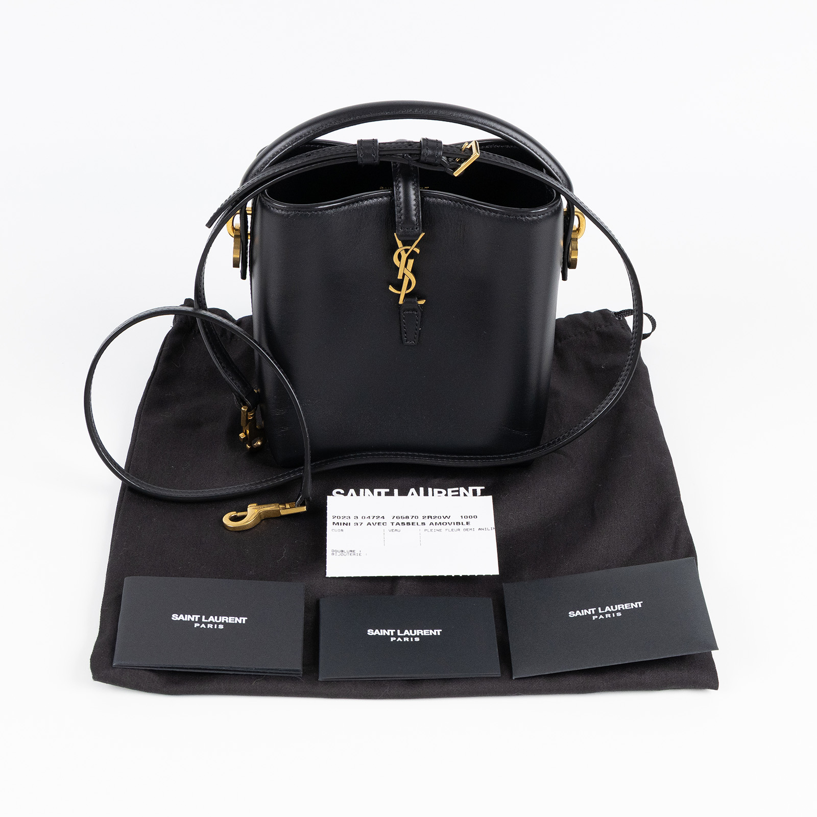 聖羅蘭 YSL SAINT LAURENT le 37 亮面皮革 迷你手袋 7658702R20W 黑Le 37 Mini 防塵袋/背帶