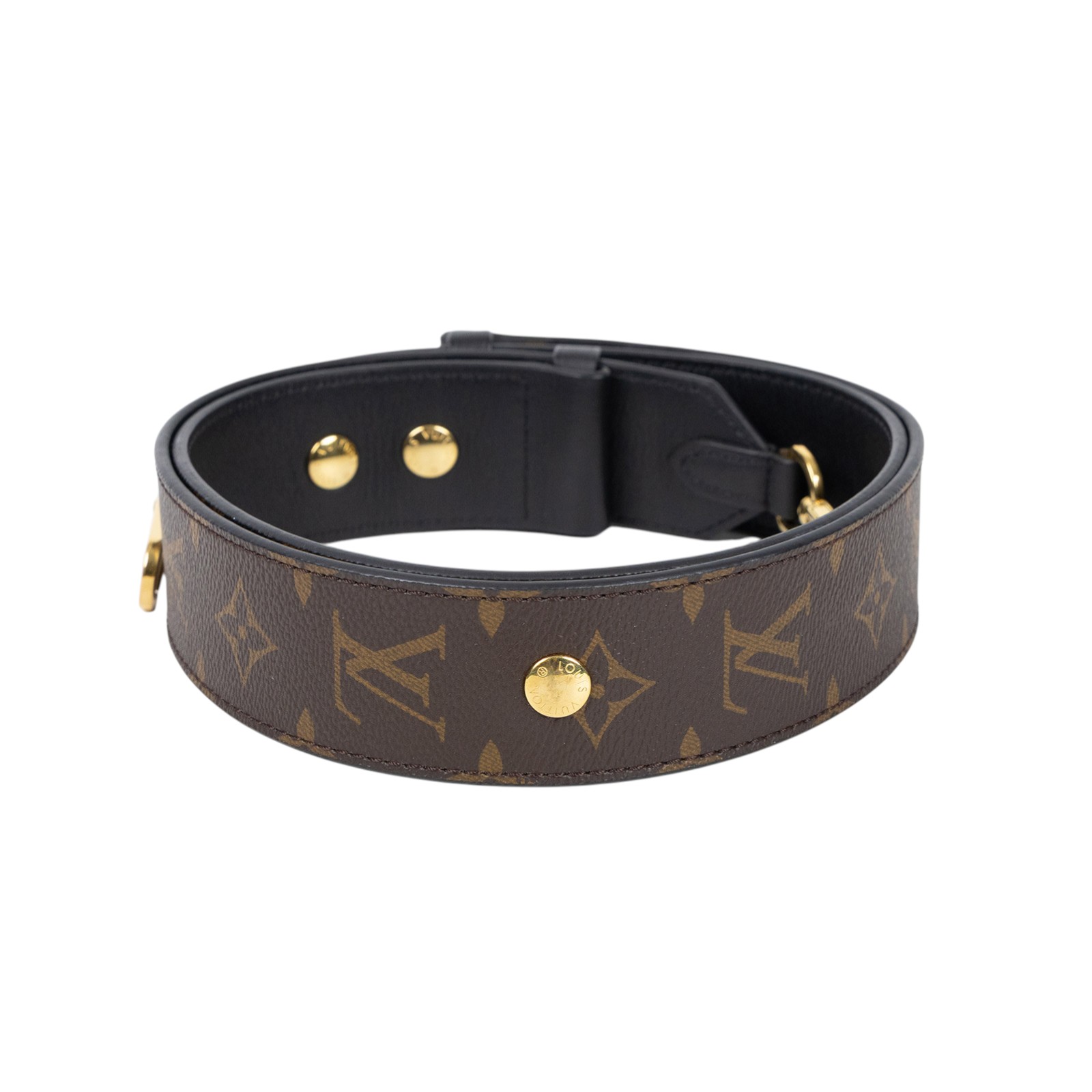 路易威登 LOUIS VUITTON Bandoulière 肩背帶 黑色 J02465 原花可調節寬背帶 原廠盒子/防塵袋