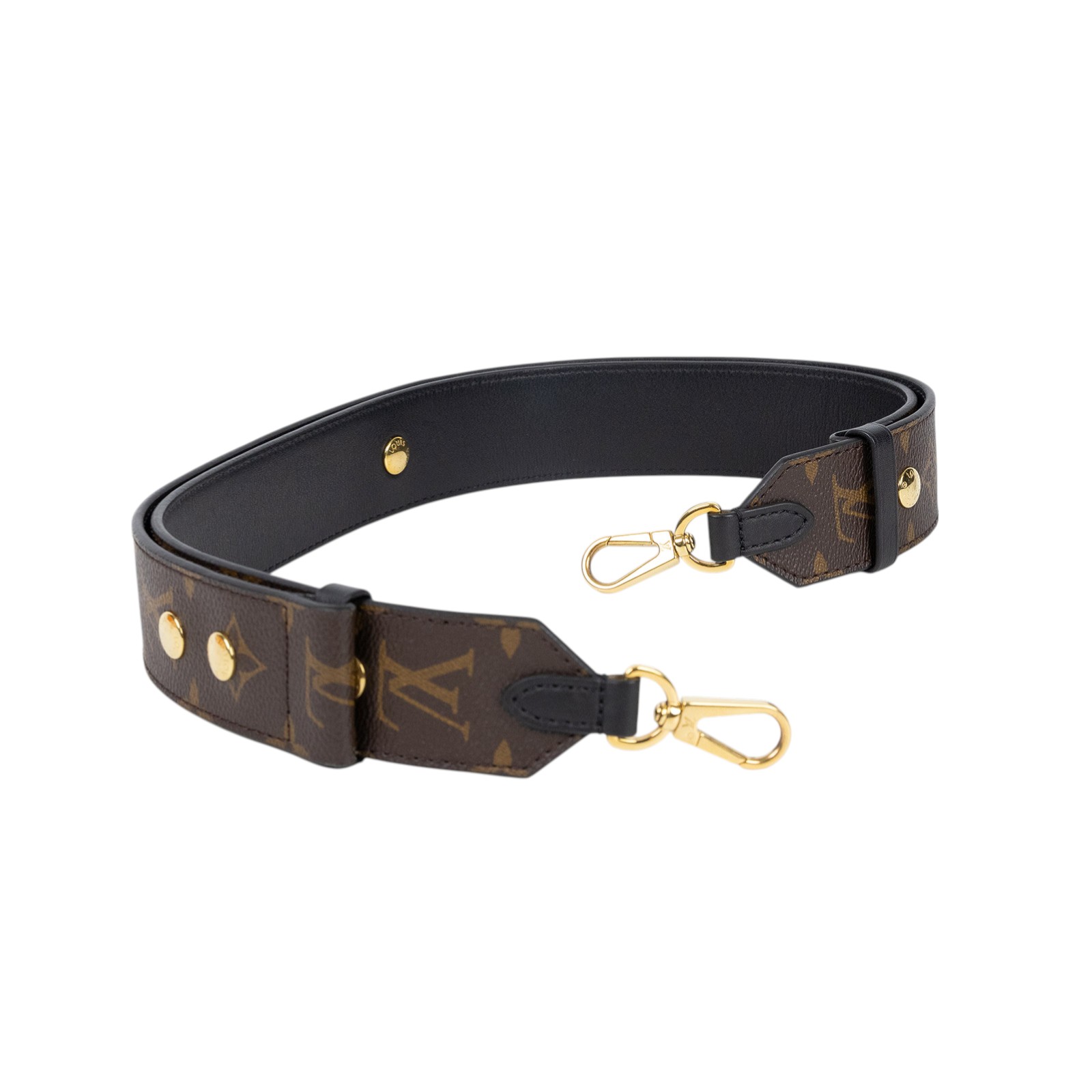 路易威登 LOUIS VUITTON Bandoulière 肩背帶 黑色 J02465 原花可調節寬背帶 原廠盒子/防塵袋