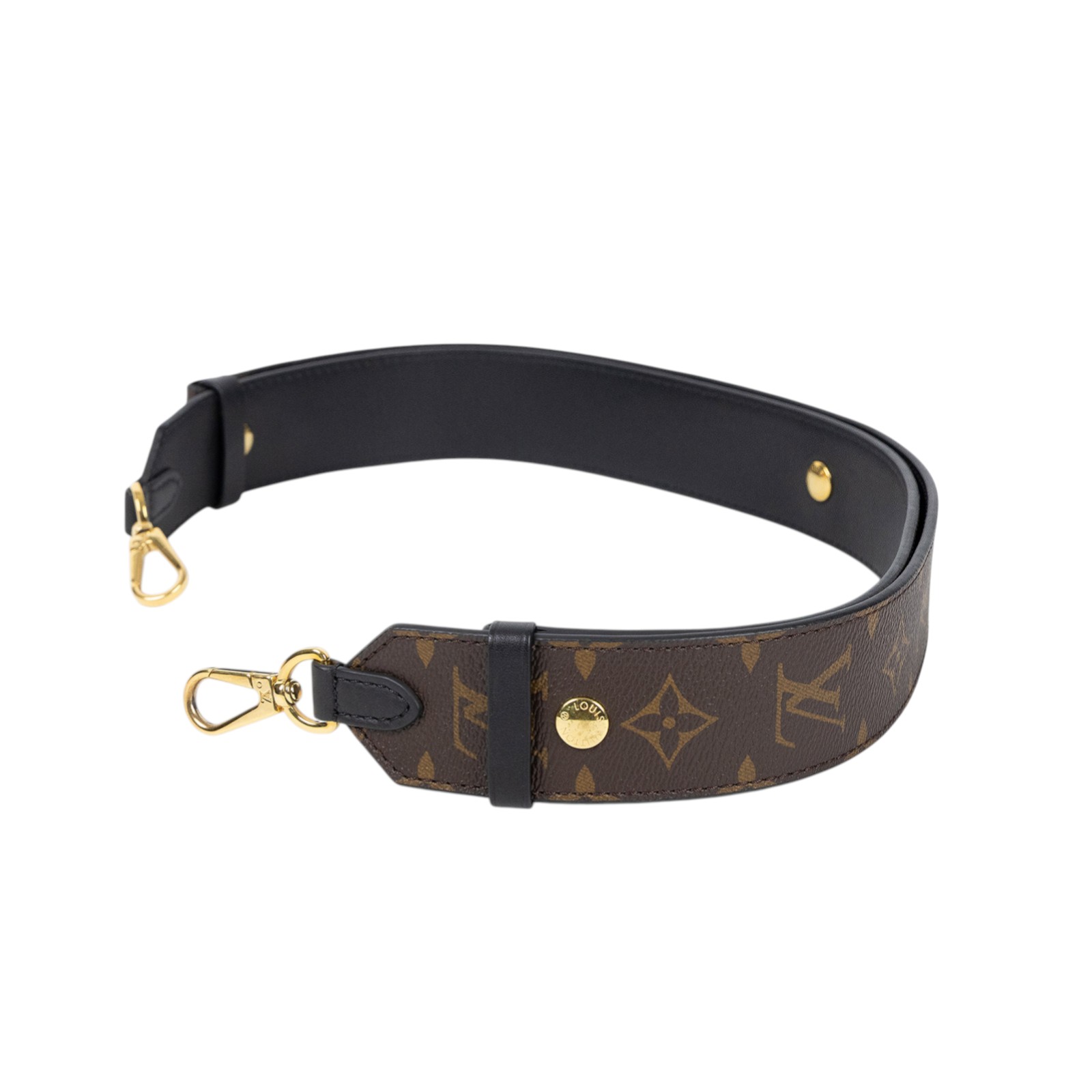 路易威登 LOUIS VUITTON Bandoulière 肩背帶 黑色 J02465 原花可調節寬背帶 原廠盒子/防塵袋