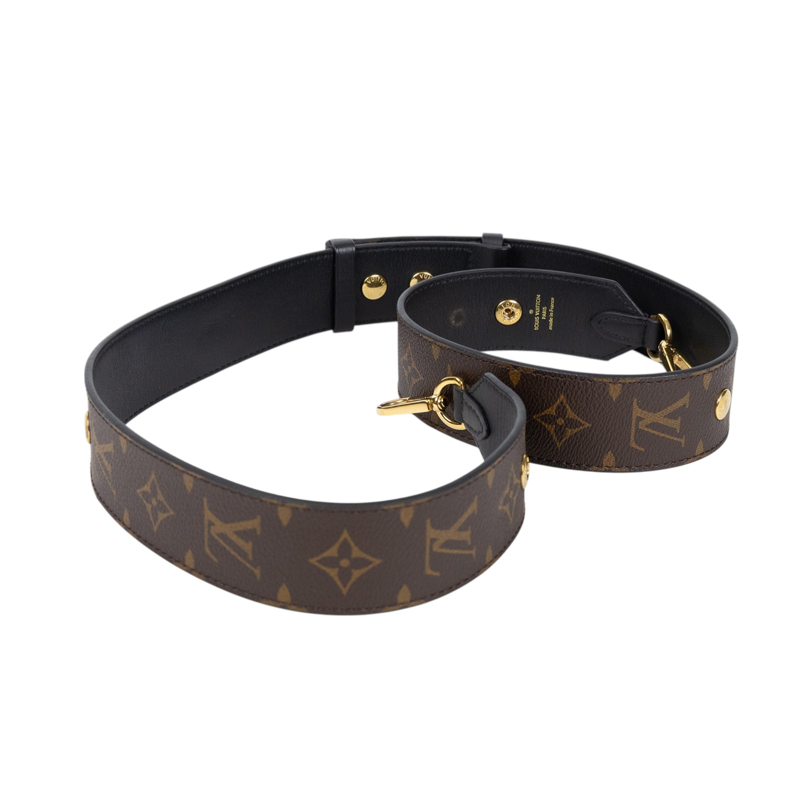 路易威登 LOUIS VUITTON Bandoulière 肩背帶 黑色 J02465 原花可調節寬背帶 原廠盒子/防塵袋