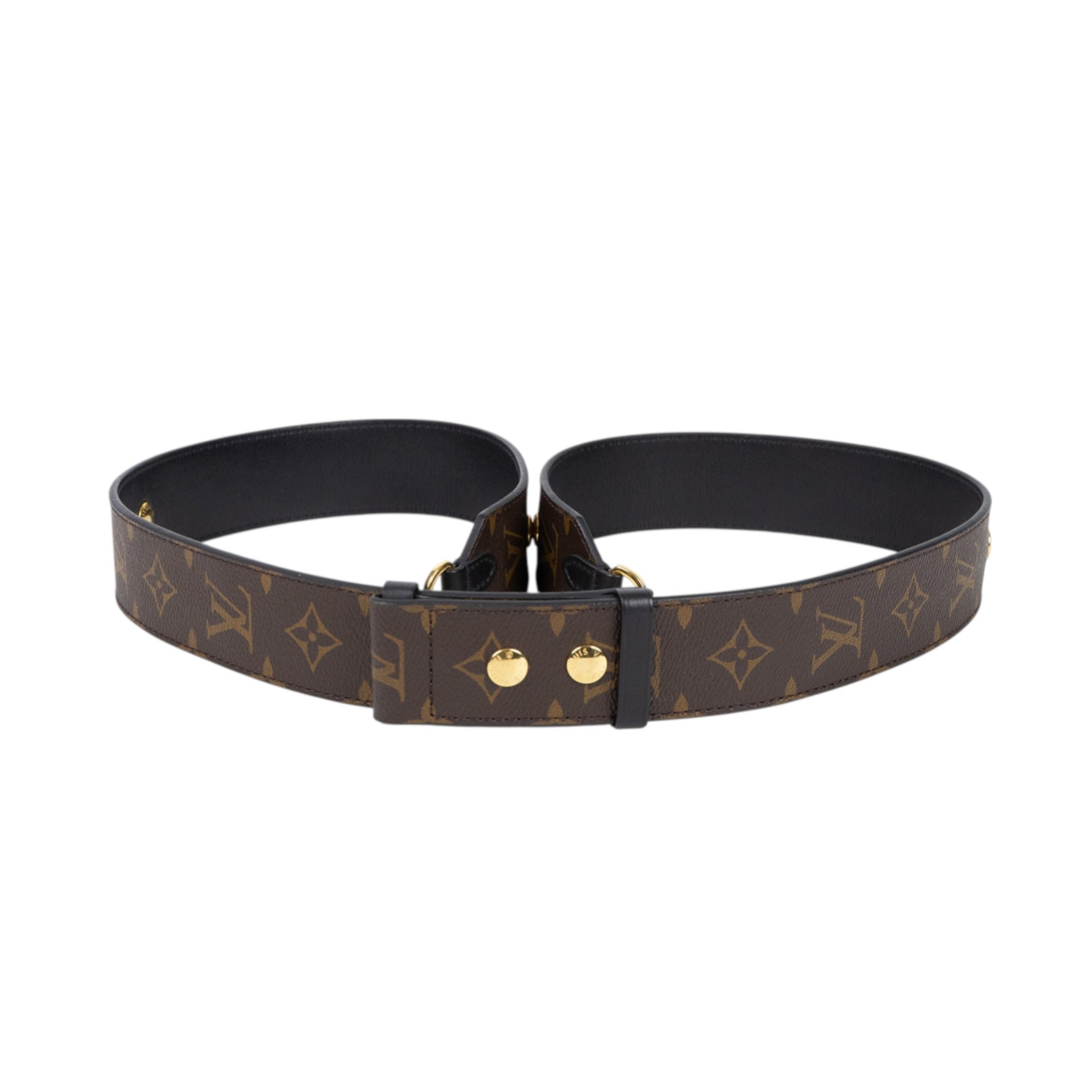 路易威登 LOUIS VUITTON Bandoulière 肩背帶 黑色 J02465 原花可調節寬背帶 原廠盒子/防塵袋