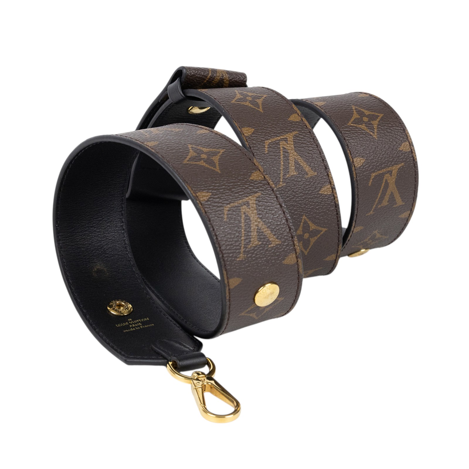 路易威登 LOUIS VUITTON Bandoulière 肩背帶 黑色 J02465 原花可調節寬背帶 原廠盒子/防塵袋