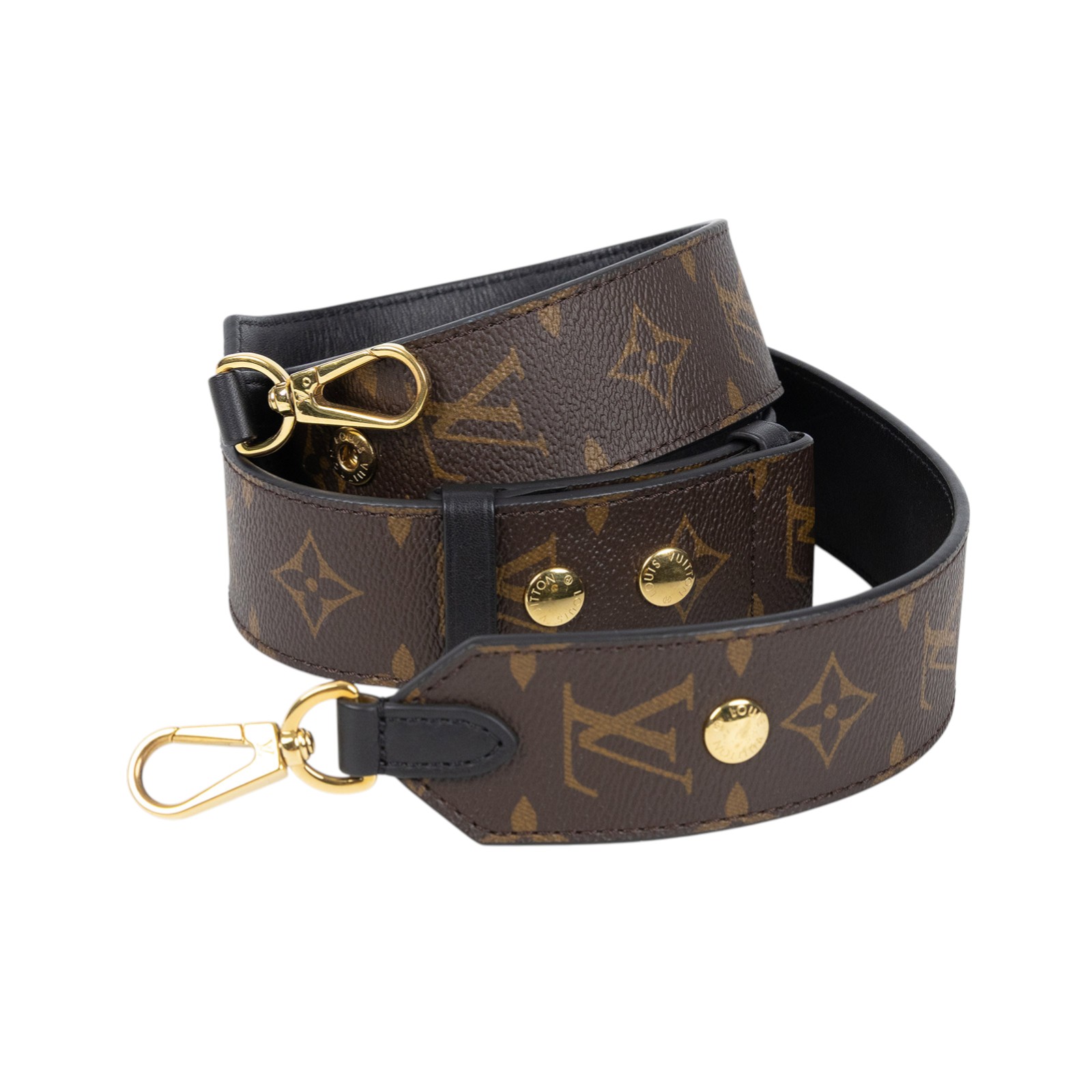 路易威登 LOUIS VUITTON Bandoulière 肩背帶 黑色 J02465 原花可調節寬背帶 原廠盒子/防塵袋