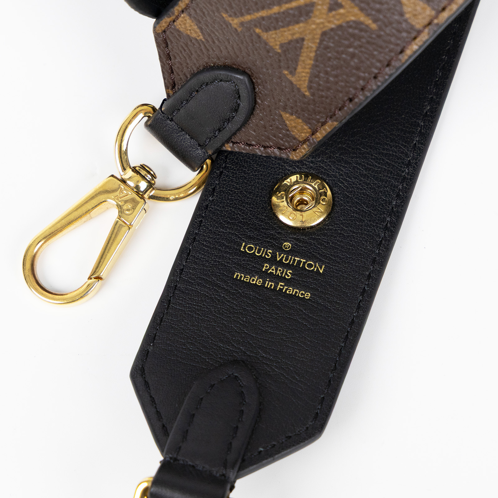 路易威登 LOUIS VUITTON Bandoulière 肩背帶 黑色 J02465 原花可調節寬背帶 原廠盒子/防塵袋