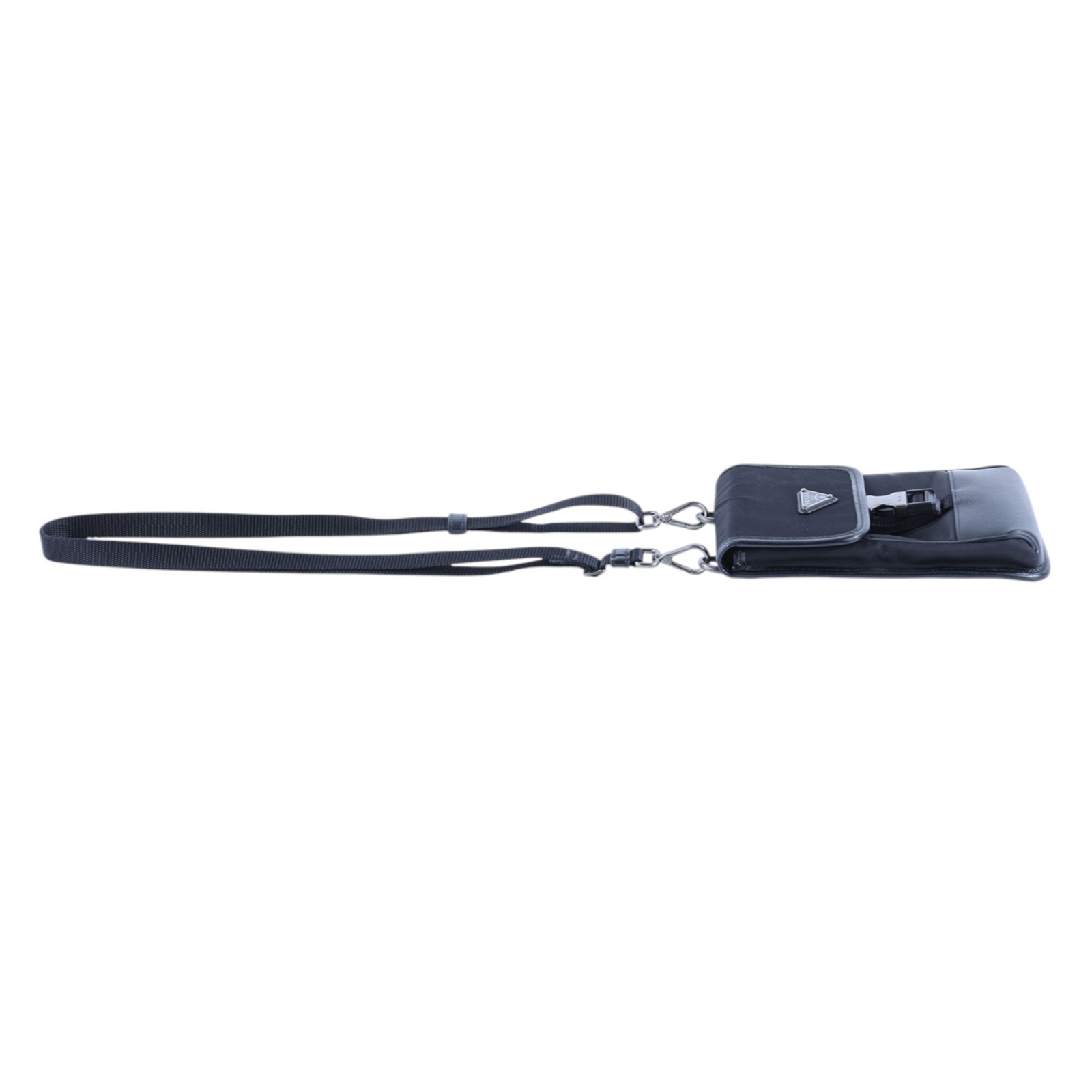 普拉達 PRADA Re-Nylon Saffiano 皮革 智慧型手機 保護套 2ZH109_2DMH 黑尼龍手機包 原廠盒子/防塵袋/保證卡