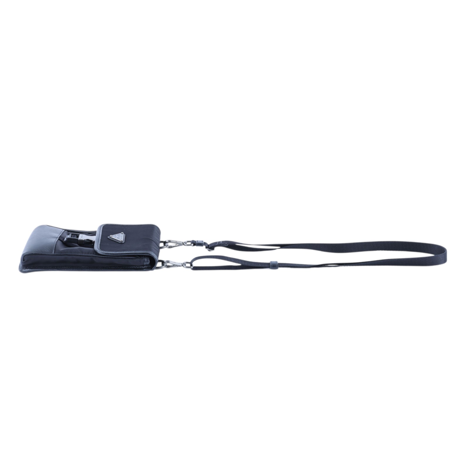 普拉達 PRADA Re-Nylon Saffiano 皮革 智慧型手機 保護套 2ZH109_2DMH 黑尼龍手機包 原廠盒子/防塵袋/保證卡