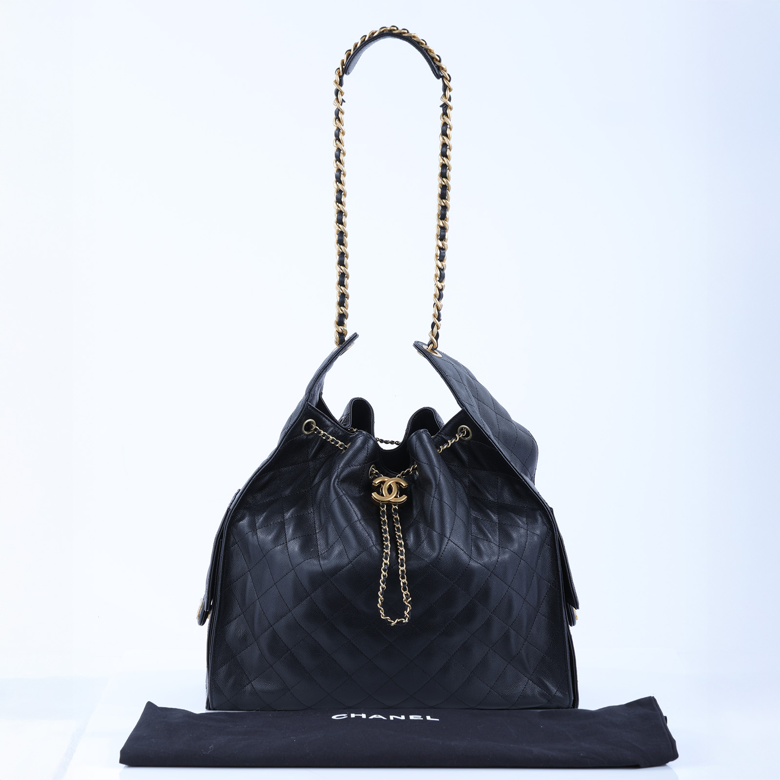 香奈兒 CHANEL 2025 春夏 25 大型包 AS5553 B20304 晶片款 黑金荔枝25 BAG 大號 防塵袋