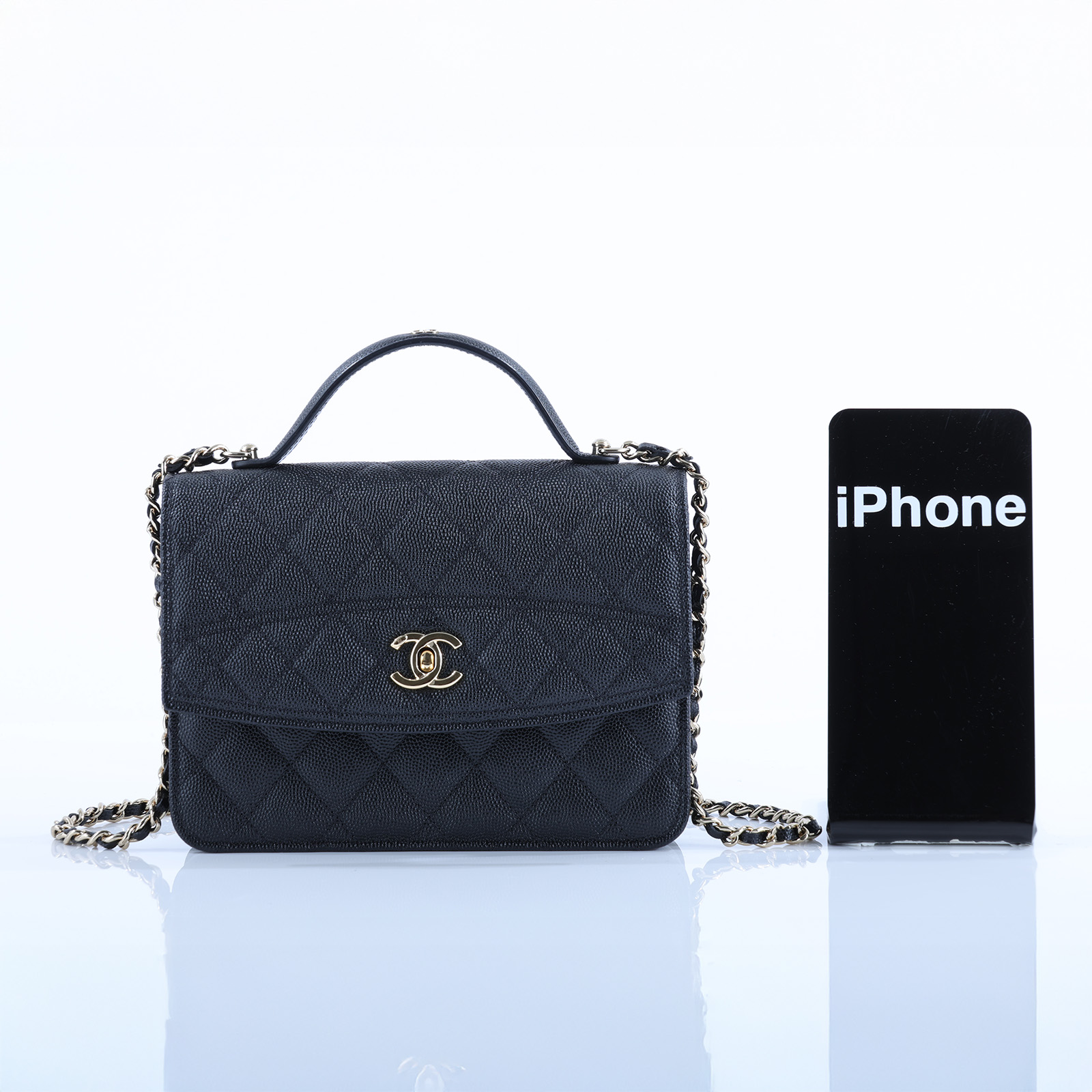 香奈兒 CHANEL 25C  WOC 荔枝 肩背包 AP4406 B18715 黑淡金2WAY 小包 原廠盒子/防塵袋/購買證明影本
