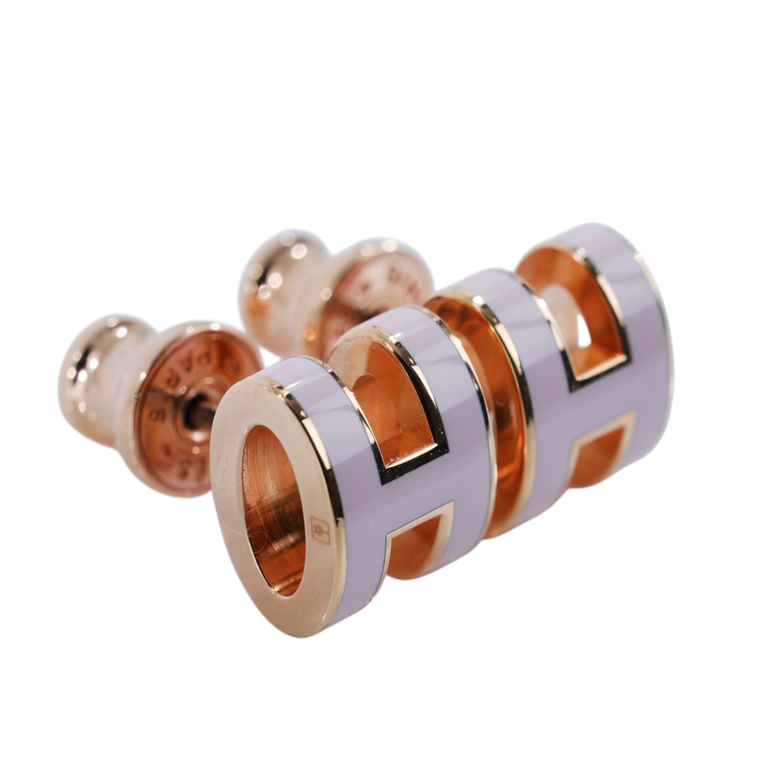 愛馬仕 Hermès Mini Pop H 耳釘 淺褐色 H608002F055 H608002F055/ST 02 64  原廠盒子/防塵袋/購買證明影本