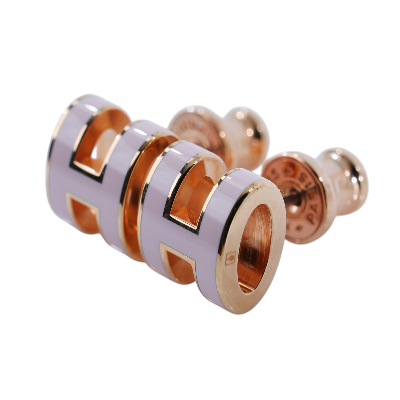 愛馬仕 Hermès Mini Pop H 耳釘 淺褐色 H608002F055 H608002F055/ST 02 64  原廠盒子/防塵袋/購買證明影本