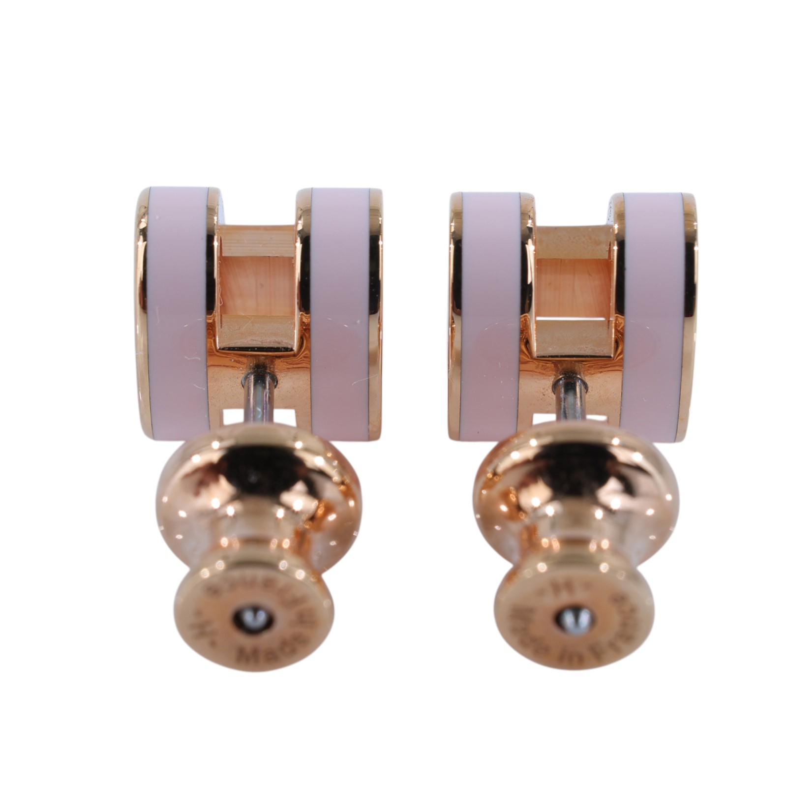愛馬仕 Hermès Mini Pop H 耳釘 淺褐色 H608002F055 H608002F055/ST 02 64  原廠盒子/防塵袋/購買證明影本
