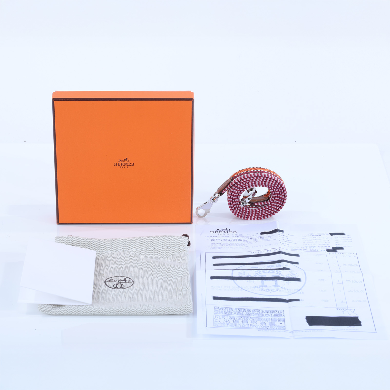 愛馬仕 Hermès 包包背帶  B S A B刻紅橘拚側背帶 原廠盒子/防塵袋/購買證明影本