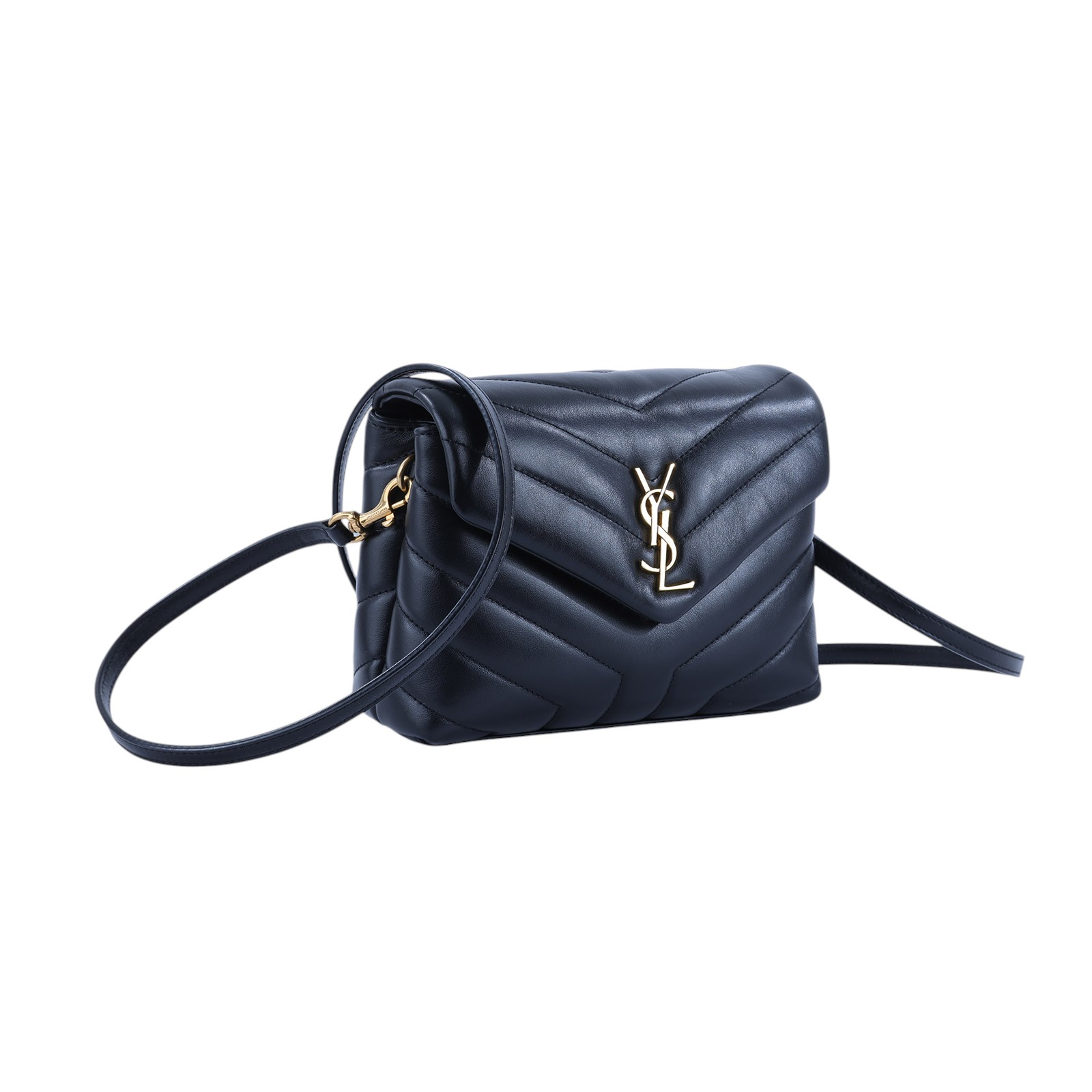 聖羅蘭 YSL SAINT LAURENT Loulou 絎縫 皮革 TOY 手袋 630951DV707 黑金LOULOU TOY 防塵袋 /背帶