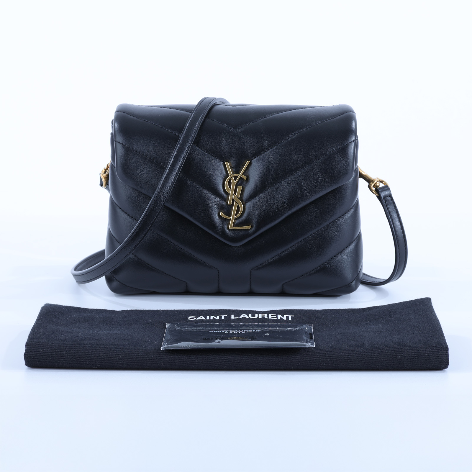 聖羅蘭 YSL SAINT LAURENT Loulou 絎縫 皮革 TOY 手袋 630951DV707 黑金LOULOU TOY 防塵袋 /背帶