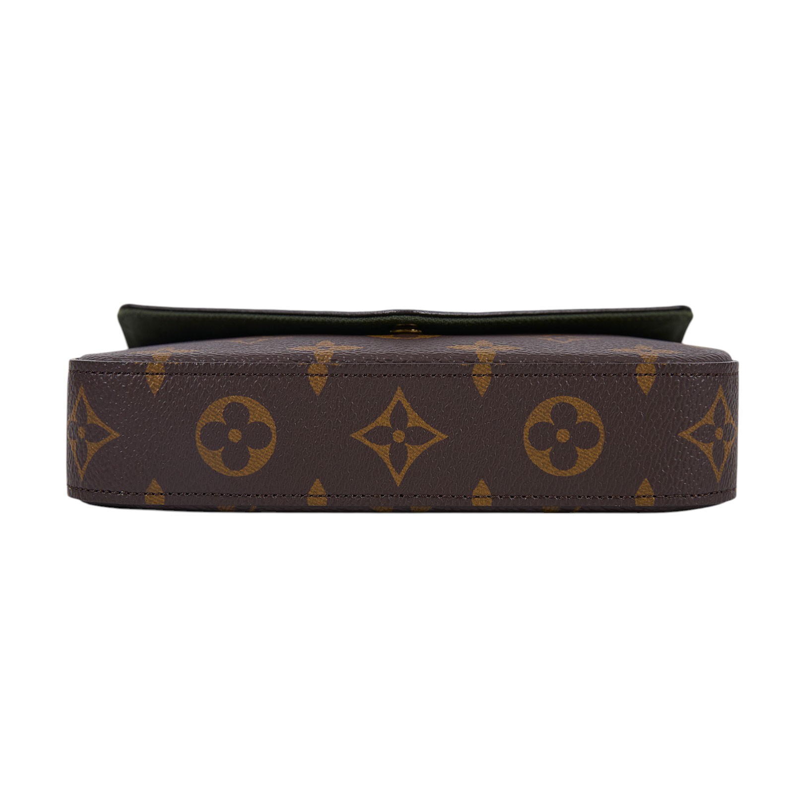 路易威登 LOUIS VUITTON Félicie Strap & Go 卡其綠 經典帆布 牛皮飾邊 提花 手拿 肩背包 M80091 晶片款  防塵袋/原廠盒子