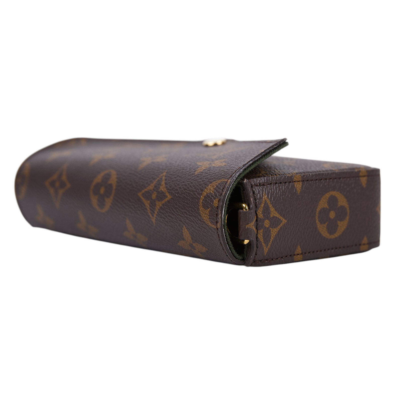 路易威登 LOUIS VUITTON Félicie Strap & Go 卡其綠 經典帆布 牛皮飾邊 提花 手拿 肩背包 M80091 晶片款  防塵袋/原廠盒子