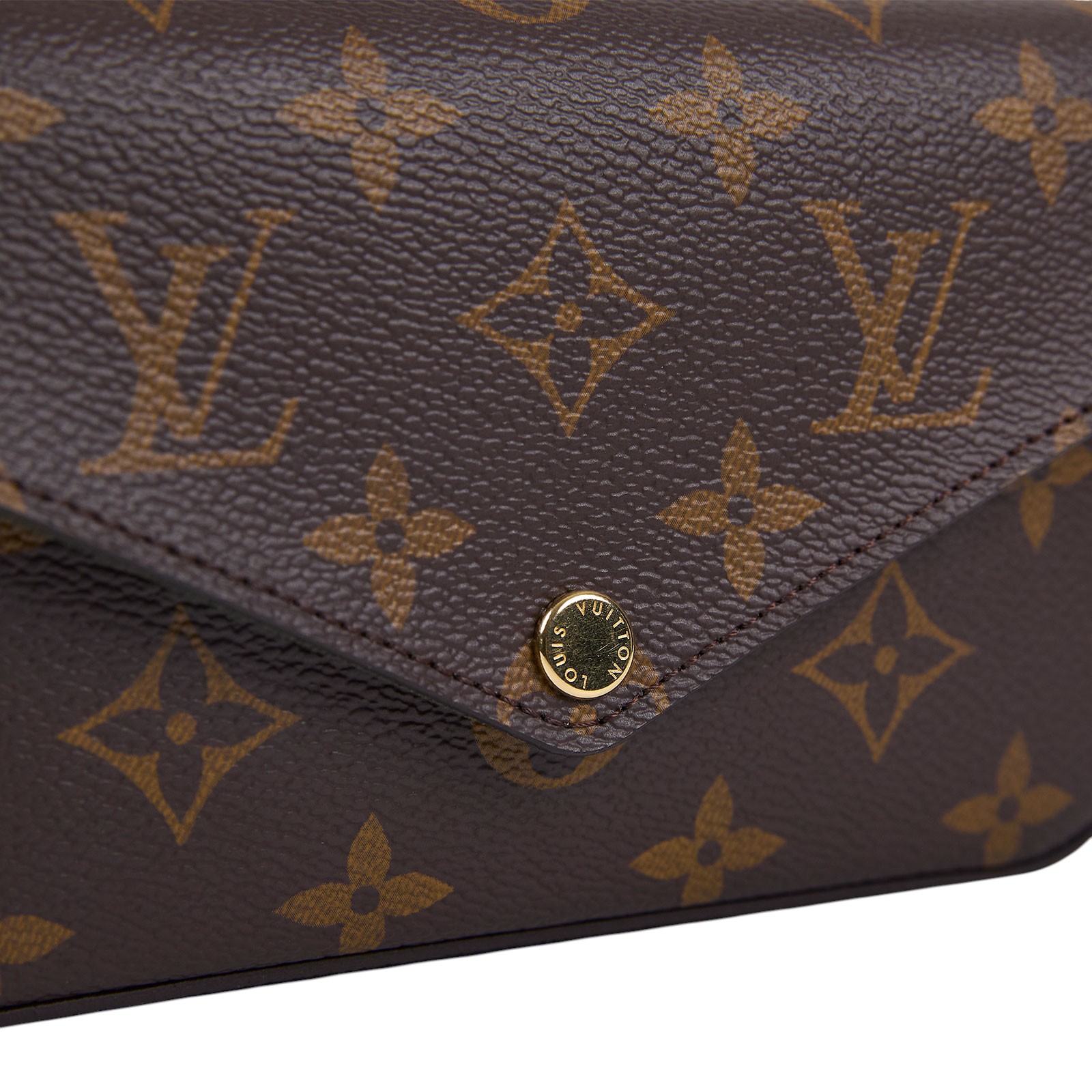 路易威登 LOUIS VUITTON Félicie Strap & Go 卡其綠 經典帆布 牛皮飾邊 提花 手拿 肩背包 M80091 晶片款  防塵袋/原廠盒子