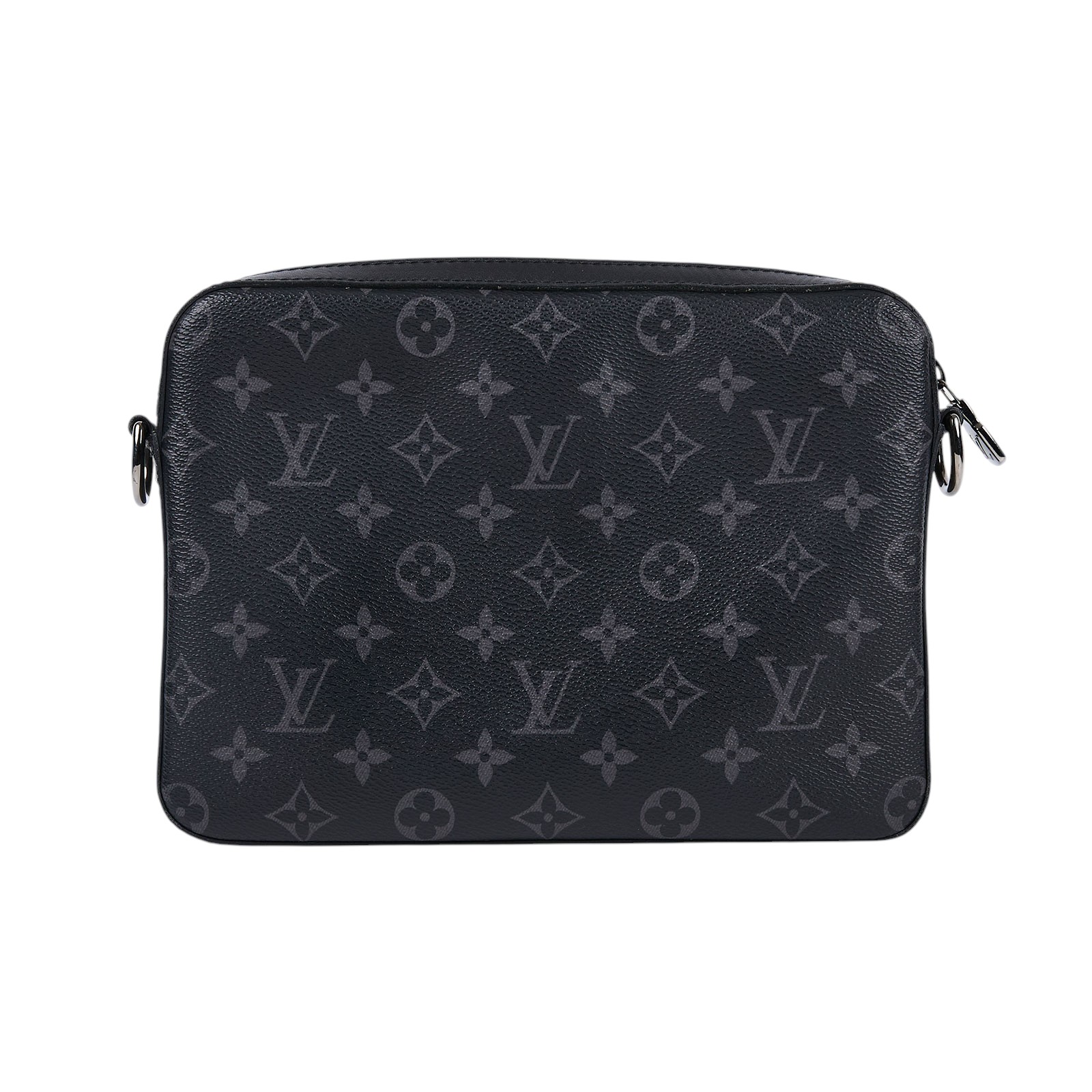 路易威登 LOUIS VUITTON Trio 郵差包 Eclipse帆布 黑色 灰色 M69443 晶片款 黑灰原花郵差包 購買證明正本