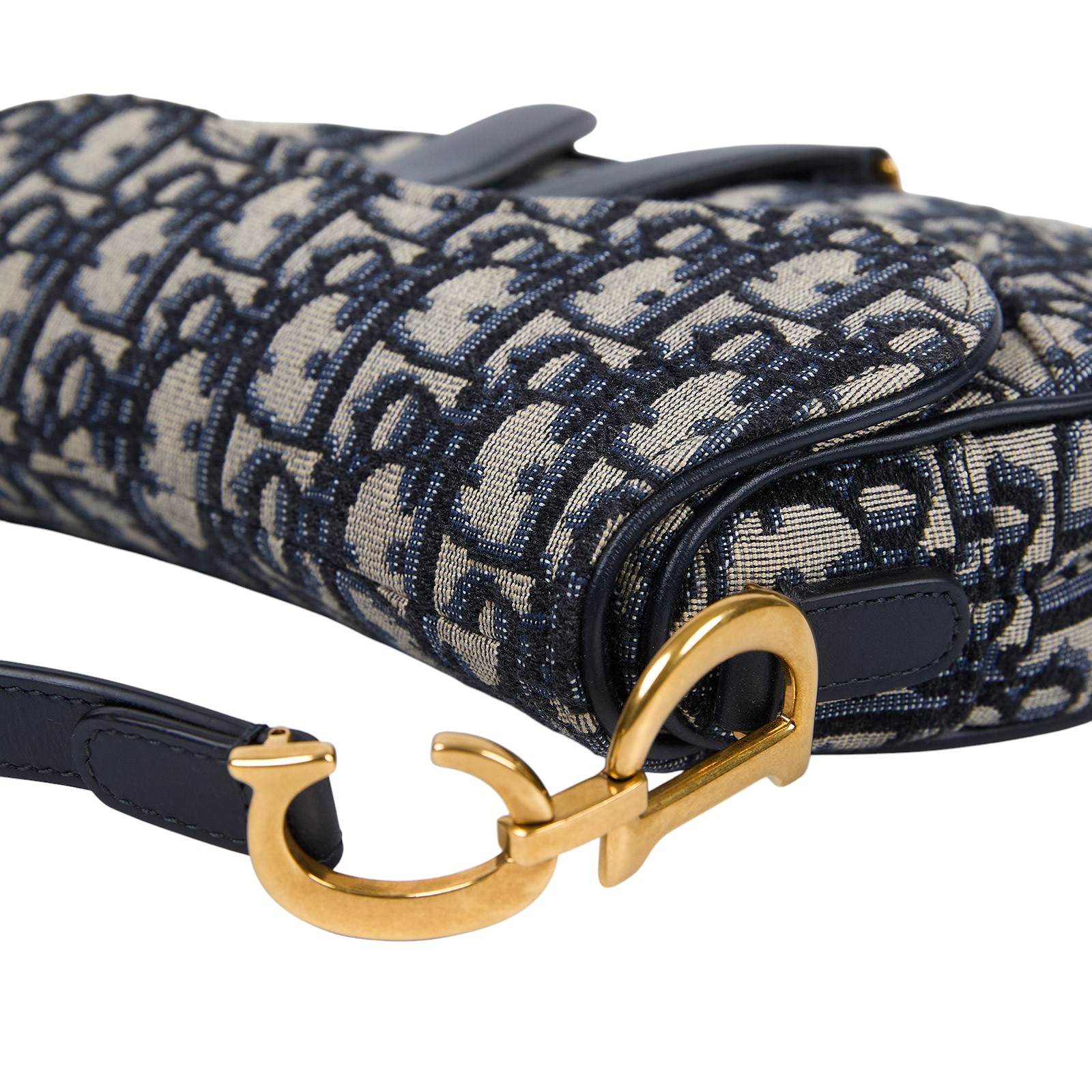 迪奧 CHRISTIAN DIOR Saddle 迷你 馬鞍包 手提 肩背包 藍色 緹花 M0456CTZQ OBLIQUE SADDLE MINI 防塵袋