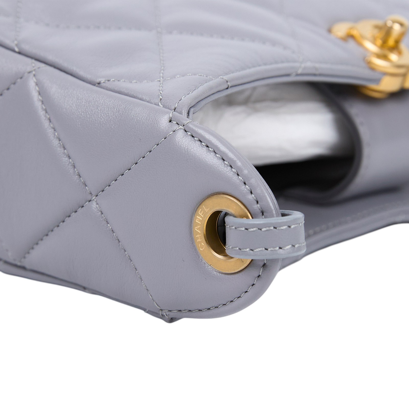 香奈兒 CHANEL Hobo 經典鍊條 肩背包 AS4302 B13786 晶片款 灰藍羊HOBO 原廠盒子/防塵袋/購買證明正本/台灣發票