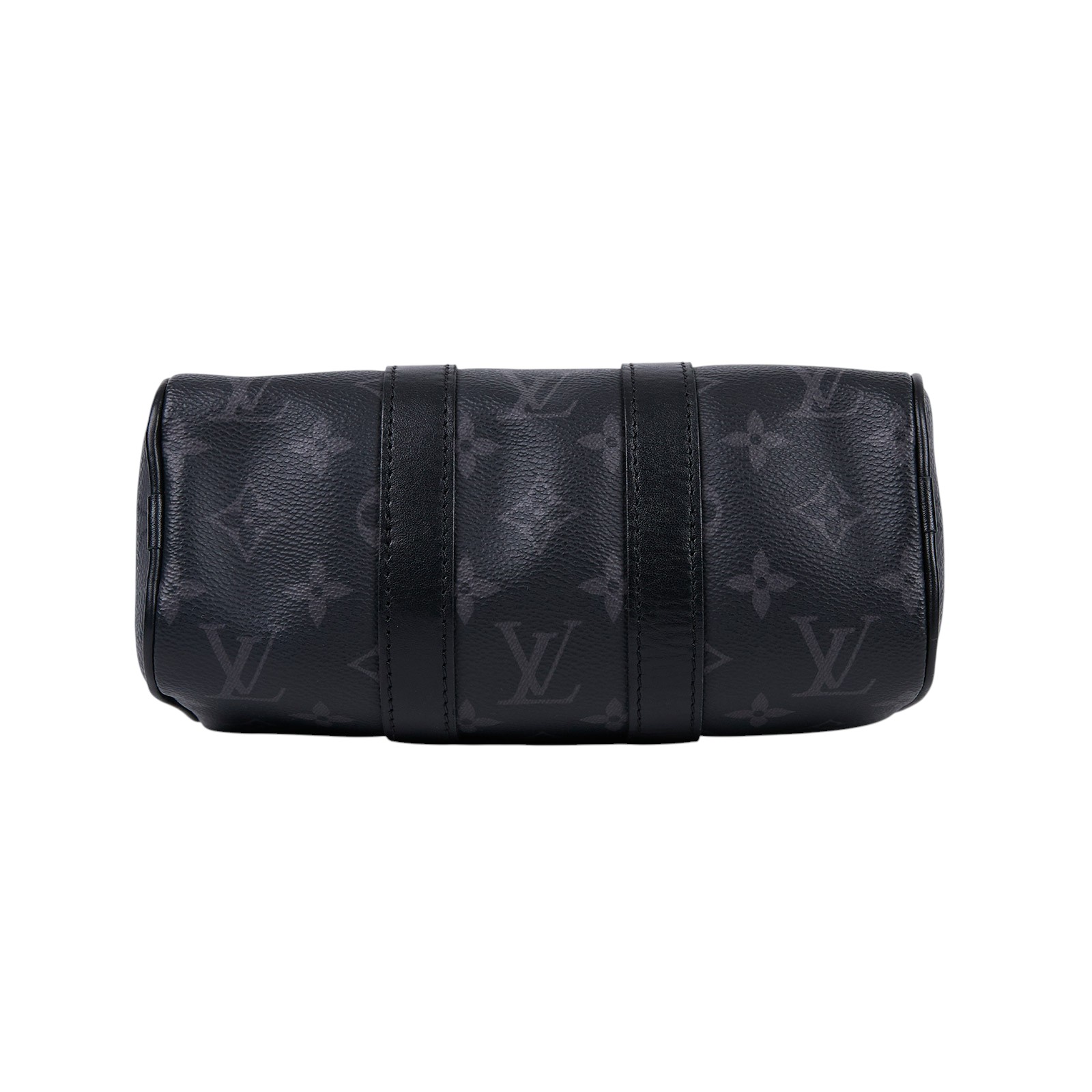 路易威登 LOUIS VUITTON KEEPALL XS 老花 小款 圓筒 側背包   M45947 晶片款 黑原花KEEPALL XS 背帶