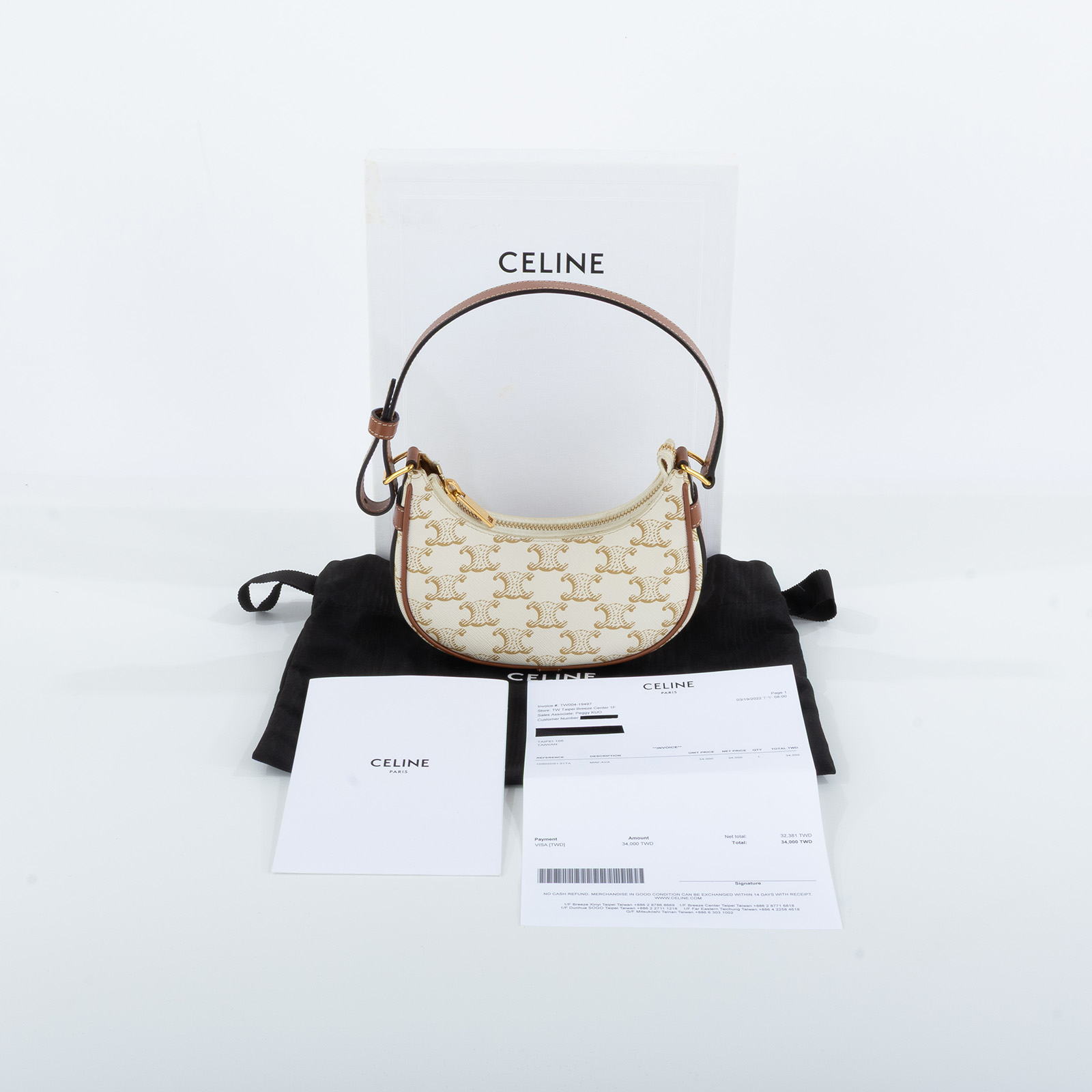 思琳CELINE 平滑小牛皮Ava 迷你型肩背手提包10I602DS1 白MINI AVA 原廠