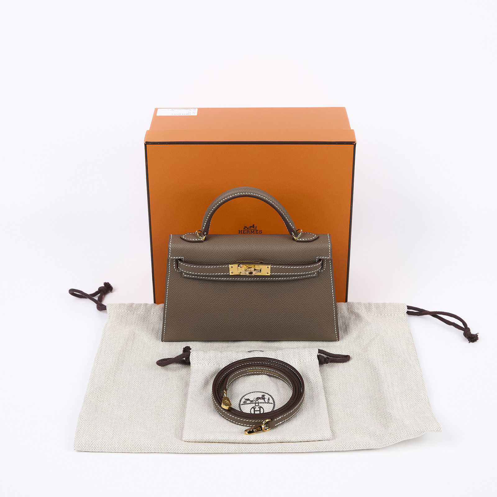 愛馬仕 Hermès Kelly Bag 凱莉包 mini II 大象灰 H071302CC18 H071302CC/WMU 484 IK  原廠盒子/防塵袋/背帶