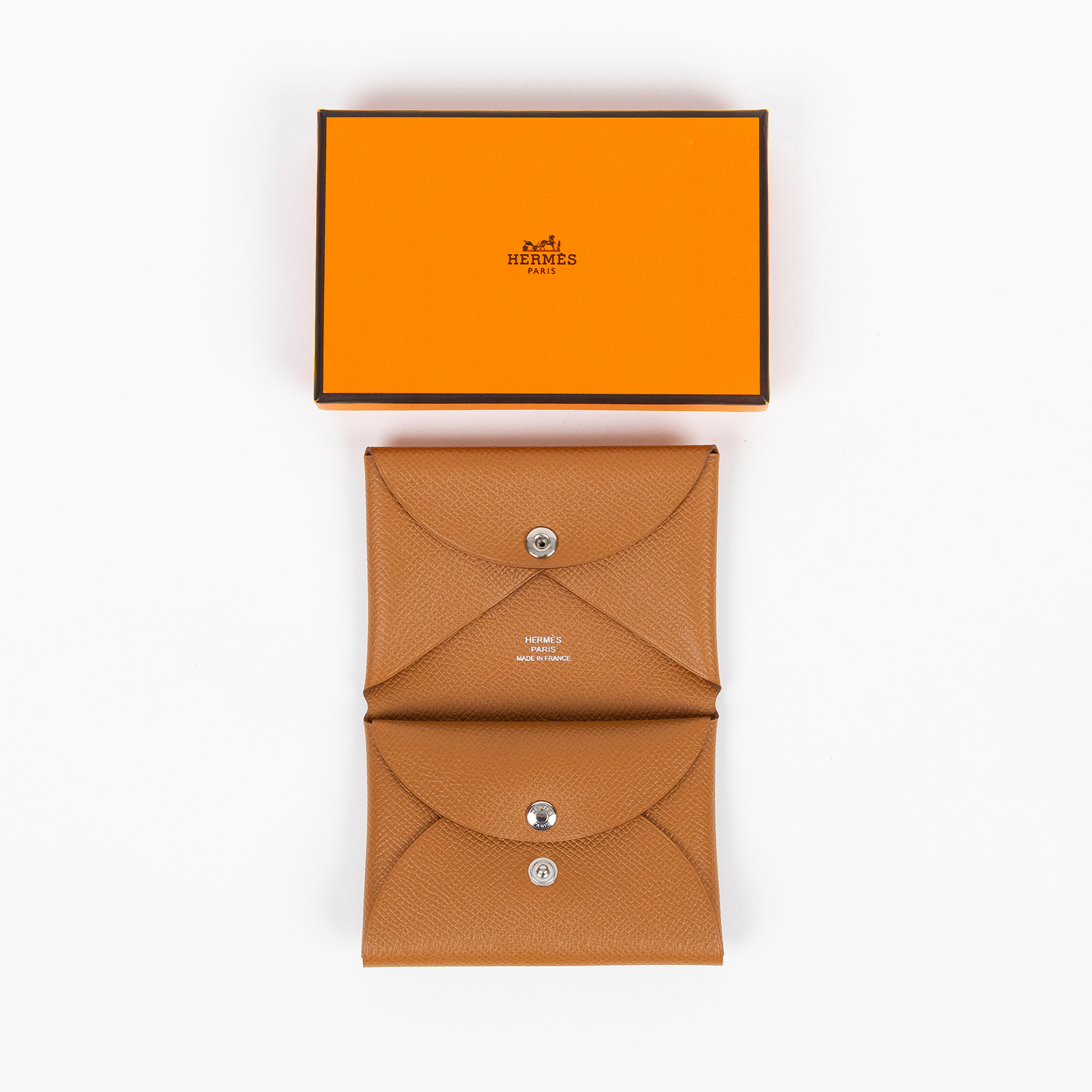 愛馬仕 Hermès Calvi Duo 卡包 CALD B MZ 005 AG B刻金棕CALVI DUO 原廠盒子