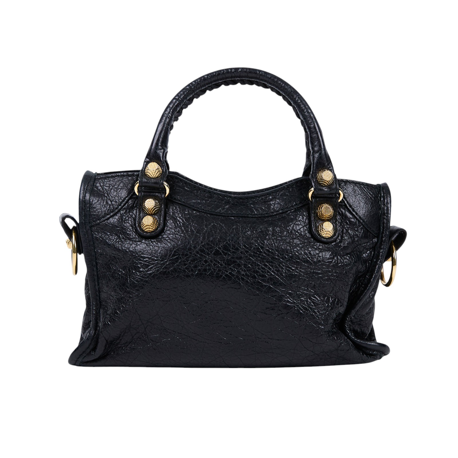 巴黎世家 BALENCIAGA Giant Mini City 手提 機車包 309544D94JG 黑金MINI CITY 背帶/鏡子
