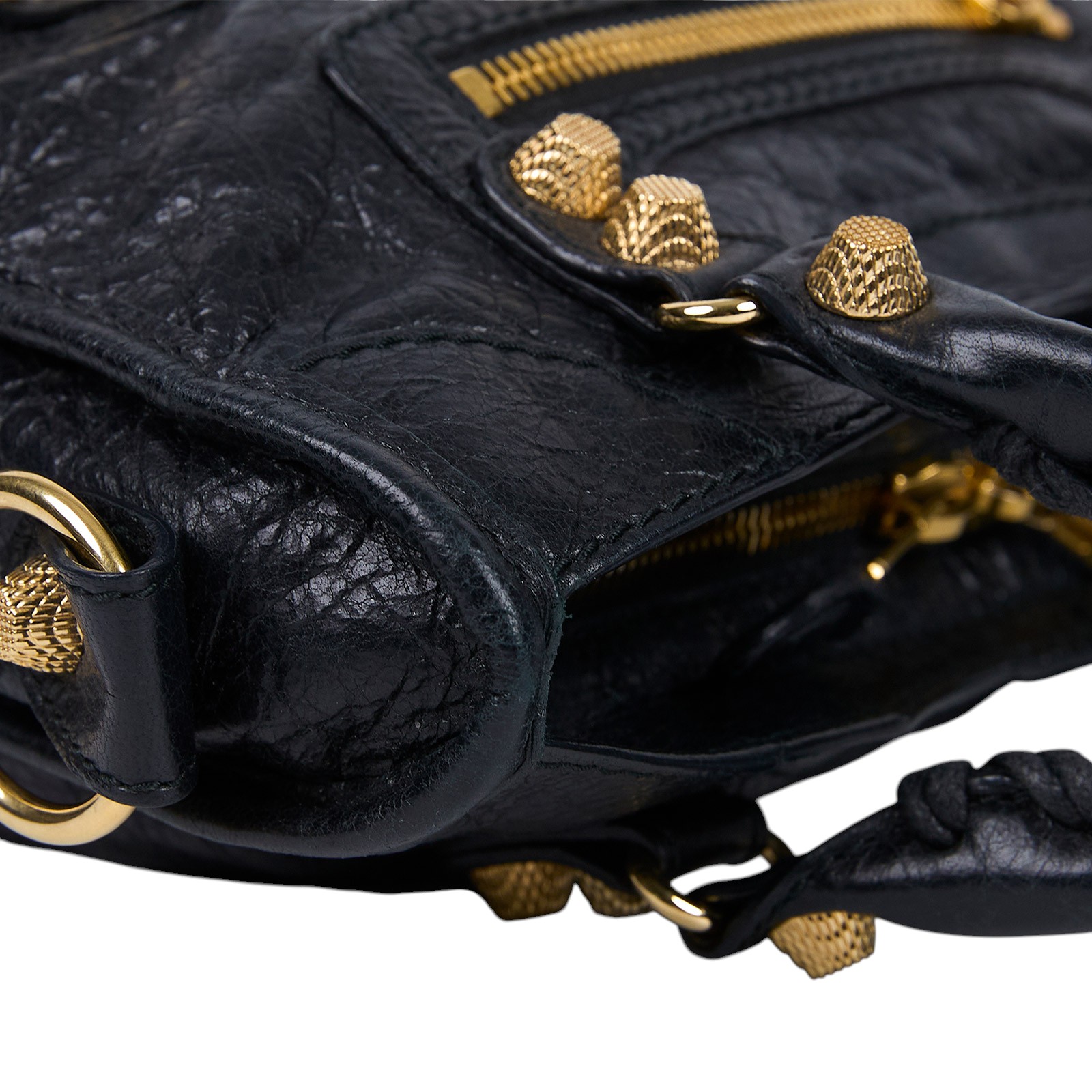 巴黎世家 BALENCIAGA Giant Mini City 手提 機車包 309544D94JG 黑金MINI CITY 背帶/鏡子