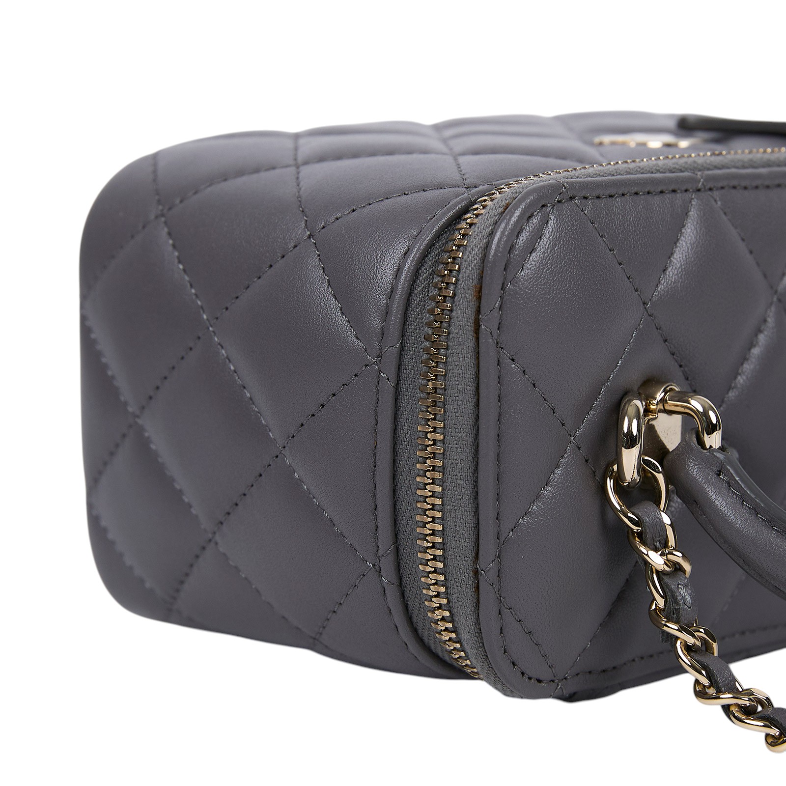 香奈兒 CHANEL Vanity Case 化妝箱 AP2199 晶片款 灰淡金羊化妝盒 原廠盒子/防塵袋/購買證明正本
