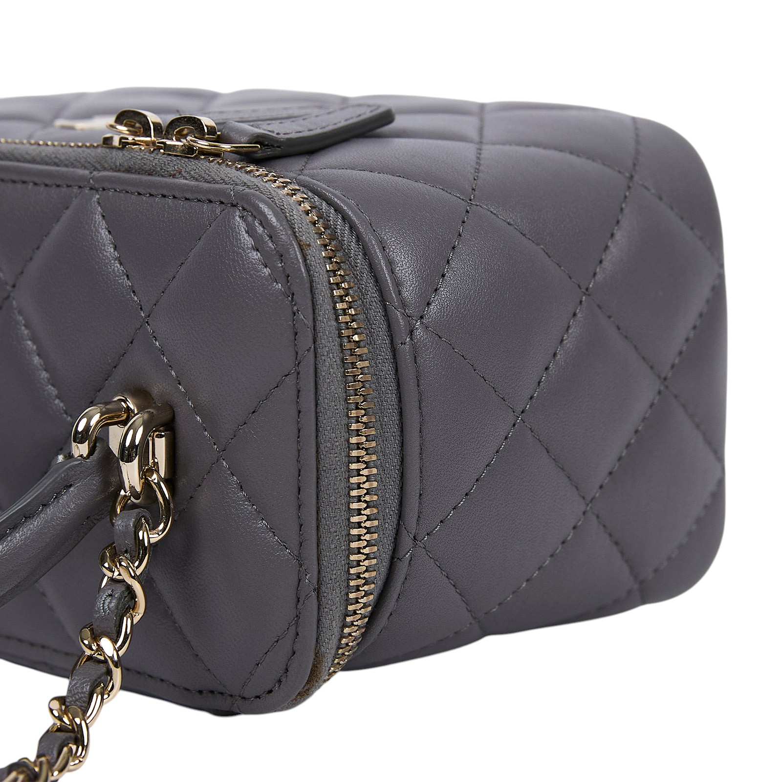 香奈兒 CHANEL Vanity Case 化妝箱 AP2199 晶片款 灰淡金羊化妝盒 原廠盒子/防塵袋/購買證明正本