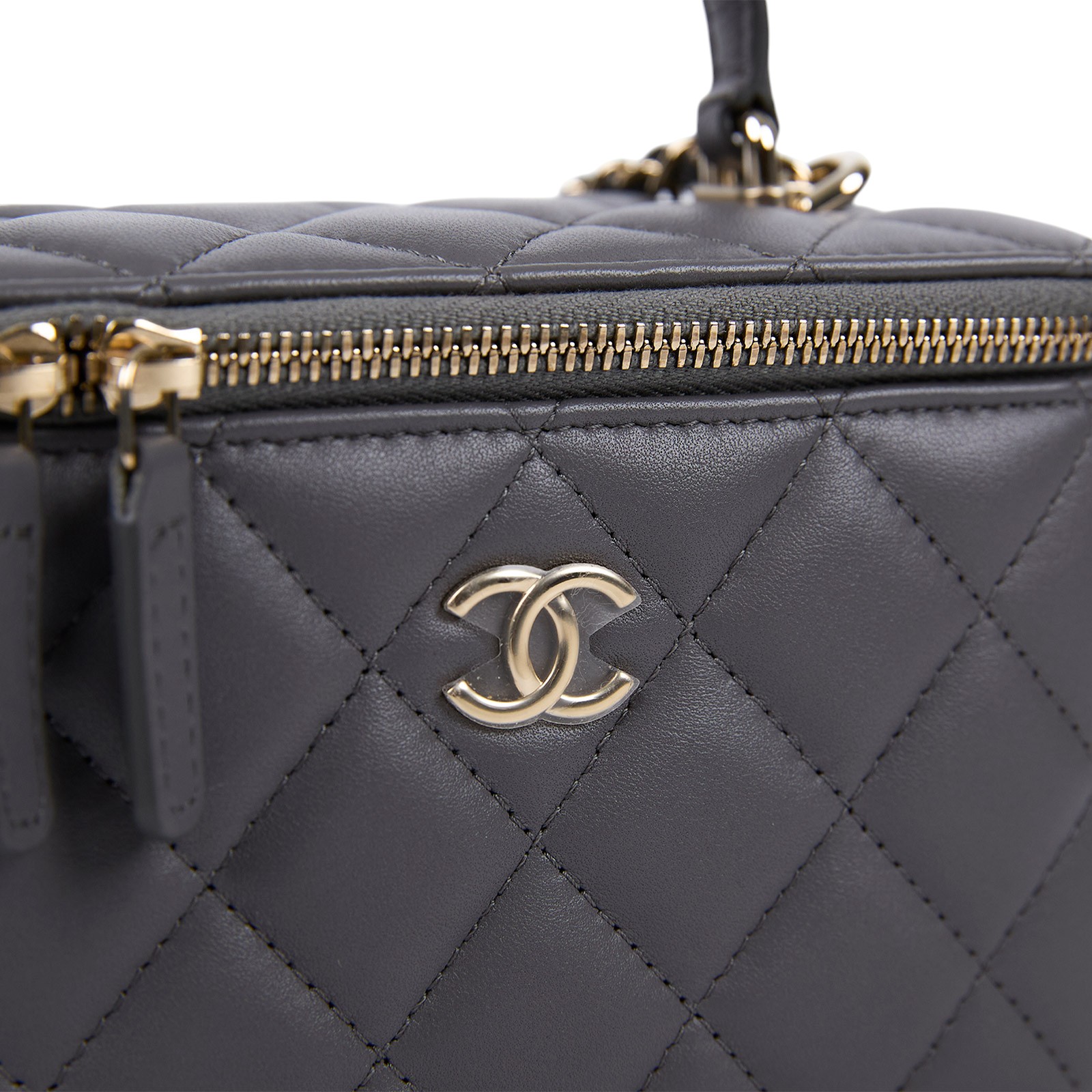 香奈兒 CHANEL Vanity Case 化妝箱 AP2199 晶片款 灰淡金羊化妝盒 原廠盒子/防塵袋/購買證明正本