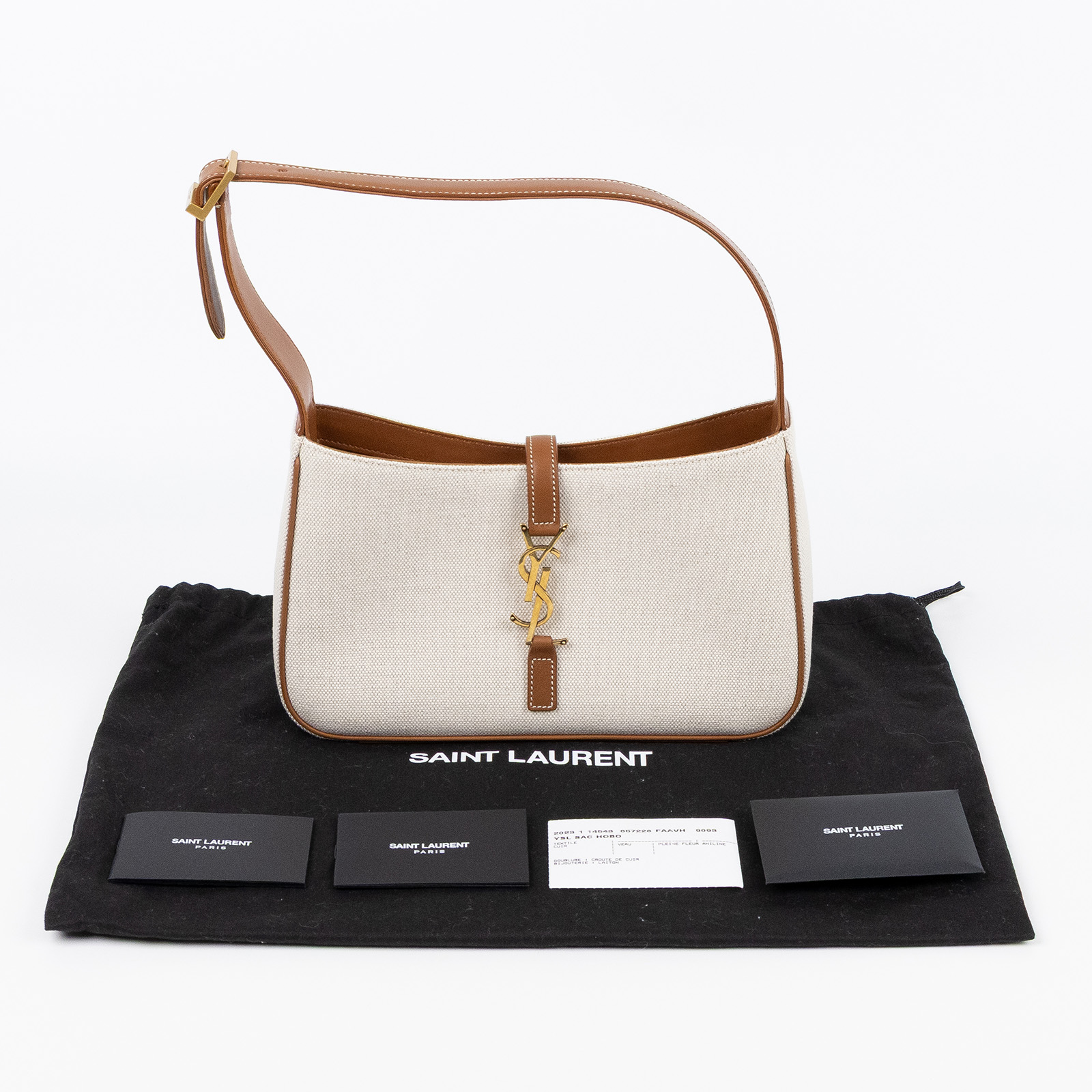 聖羅蘭 YSL SAINT LAURENT LE 5 À 7 緞面 HOBO 手袋 手提包 657228FAAP7 棕拚帆布 LE 5 À 7 HOBO 防塵袋