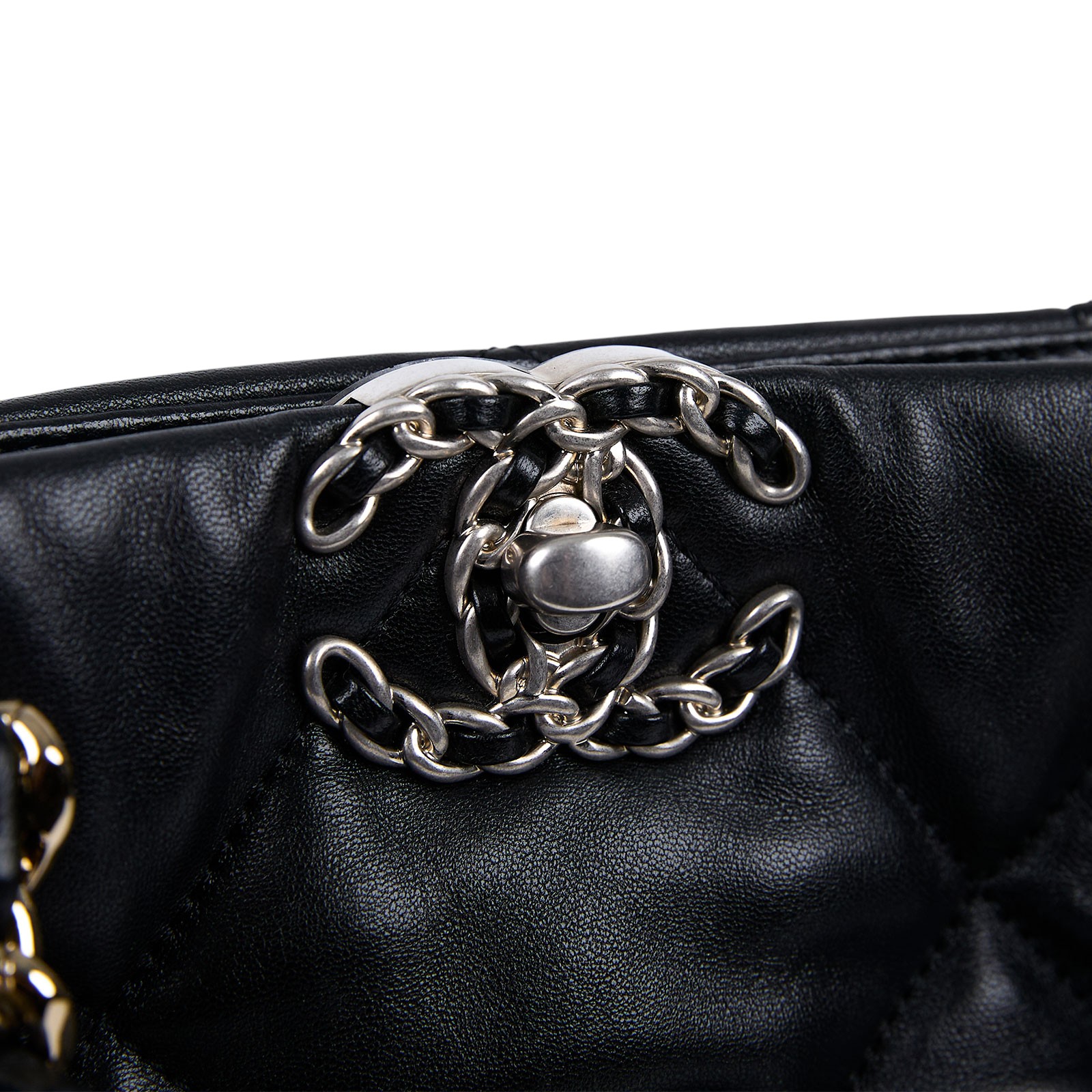 香奈兒 CHANEL 19 購物袋  晶片款 黑銀羊19托特包 防塵袋