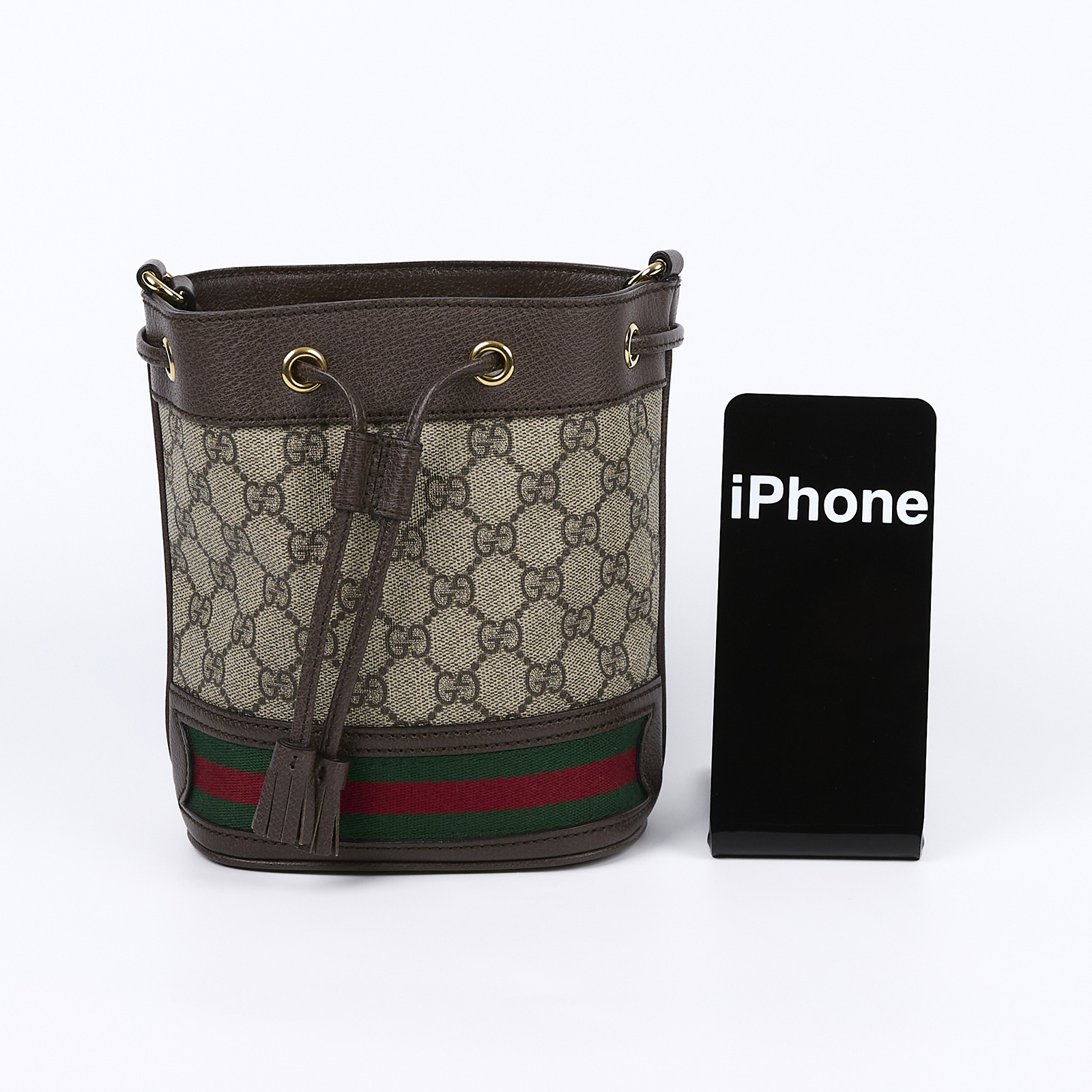 古馳 GUCCI Ophidia GG 迷你 水桶袋 米色 烏木色 550620 96I3B 棕GG紋OPHIDIA水桶包 防塵袋