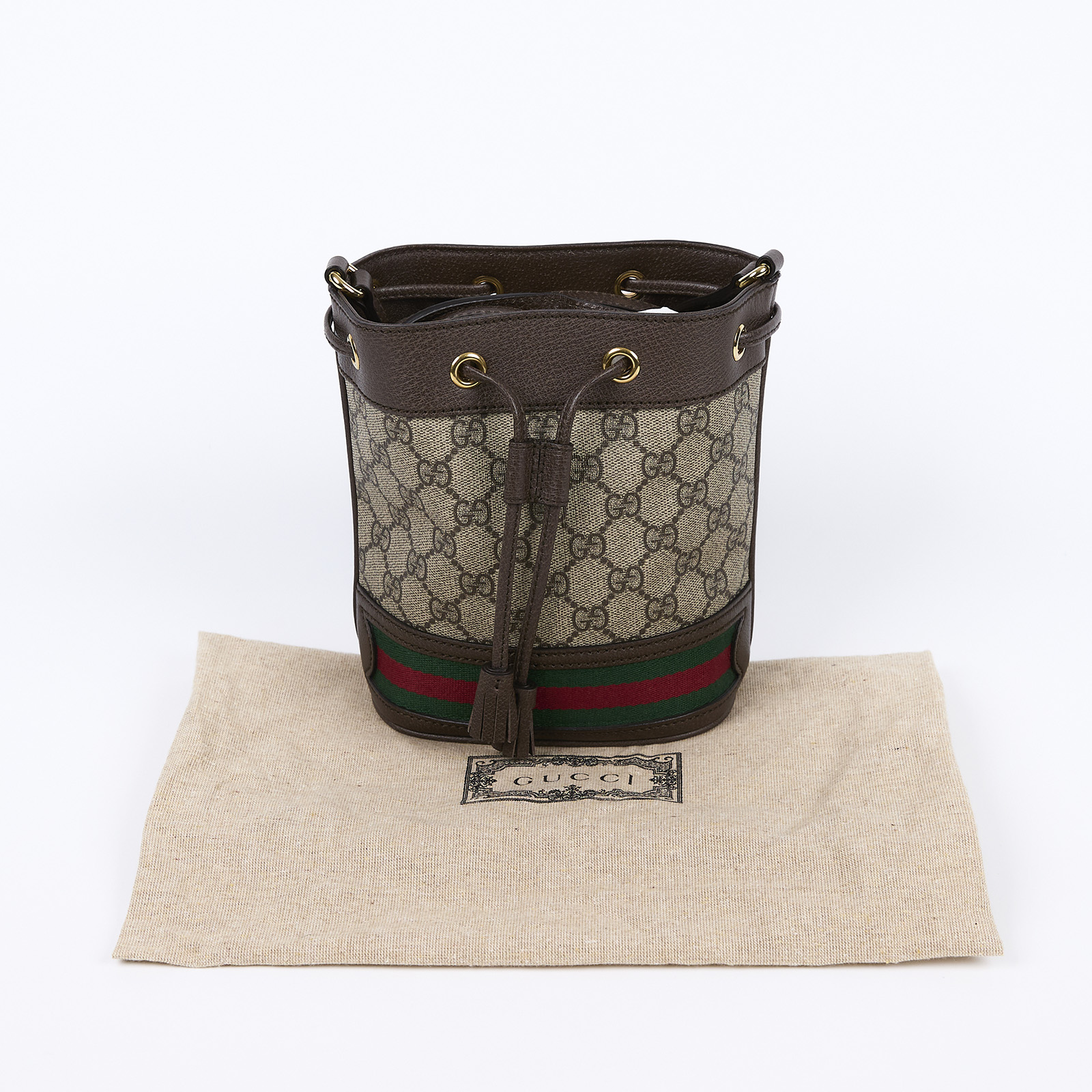 古馳 GUCCI Ophidia GG 迷你 水桶袋 米色 烏木色 550620 96I3B 棕GG紋OPHIDIA水桶包 防塵袋