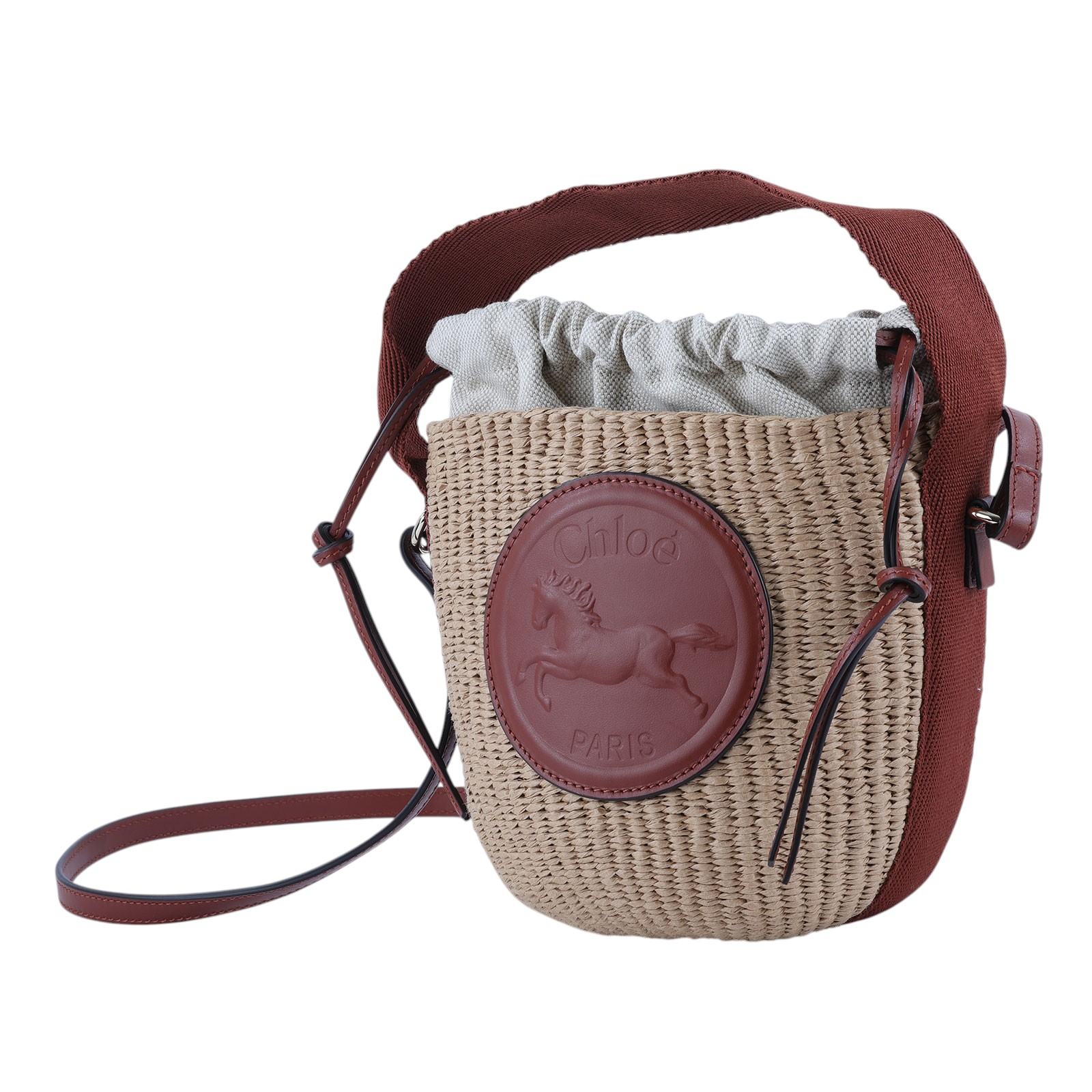 蔻依 CHLOE Horse Medal 籃式手提包 小型 CHC25SS592O8227S 咖MIFUKO草編水桶包SMALL 防塵袋