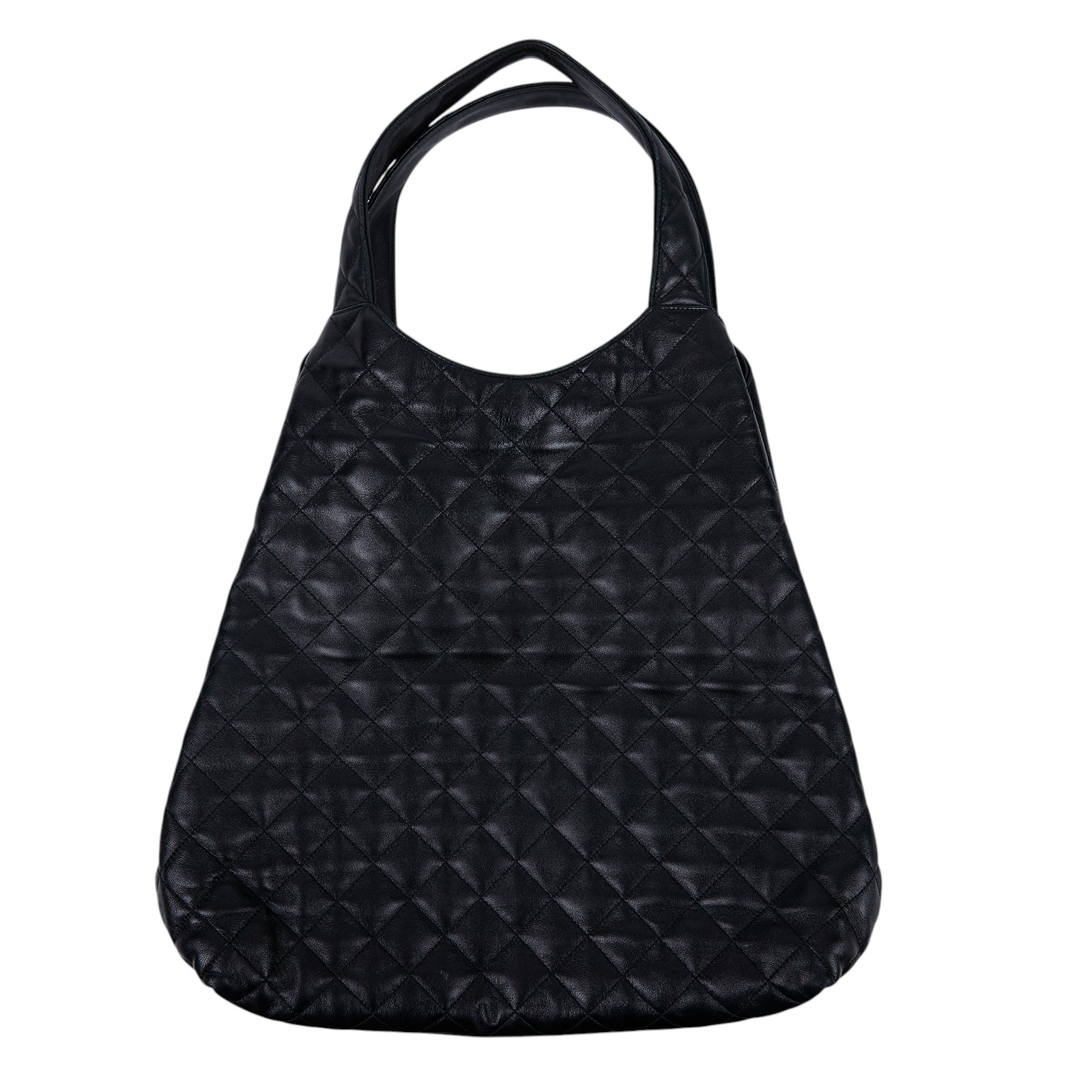 聖羅蘭 YSL SAINT LAURENT Icare 绗缝羊皮 購物袋 加大型 698651AAANG ICARE 黑金HOBO包 原廠盒子/內袋