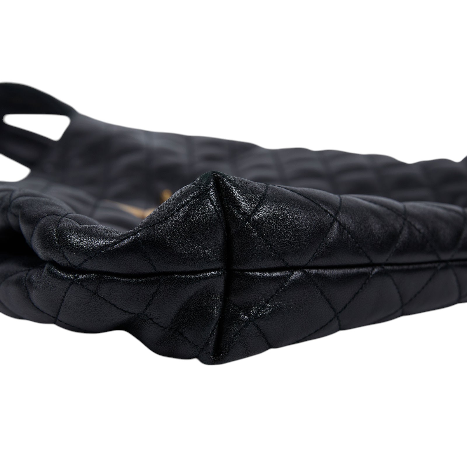 聖羅蘭 YSL SAINT LAURENT Icare 绗缝羊皮 購物袋 加大型 698651AAANG ICARE 黑金HOBO包 原廠盒子/內袋