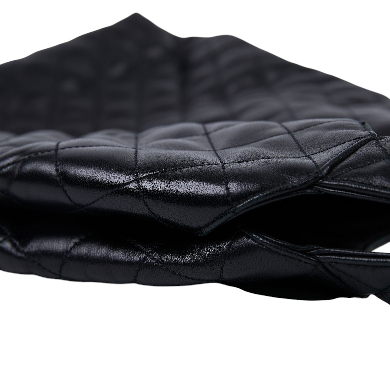 聖羅蘭 YSL SAINT LAURENT Icare 绗缝羊皮 購物袋 加大型 698651AAANG ICARE 黑金HOBO包 原廠盒子/內袋