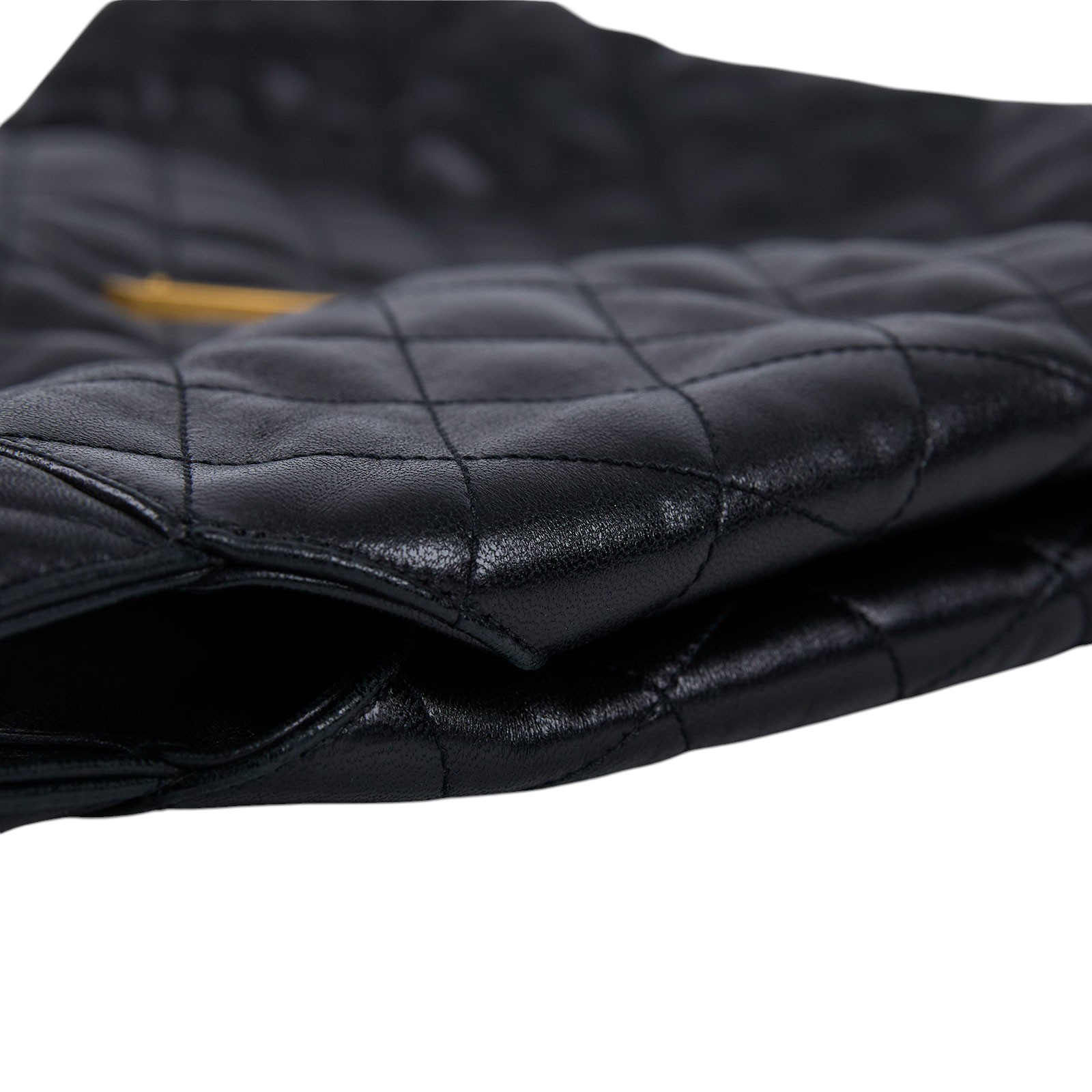 聖羅蘭 YSL SAINT LAURENT Icare 绗缝羊皮 購物袋 加大型 698651AAANG ICARE 黑金HOBO包 原廠盒子/內袋