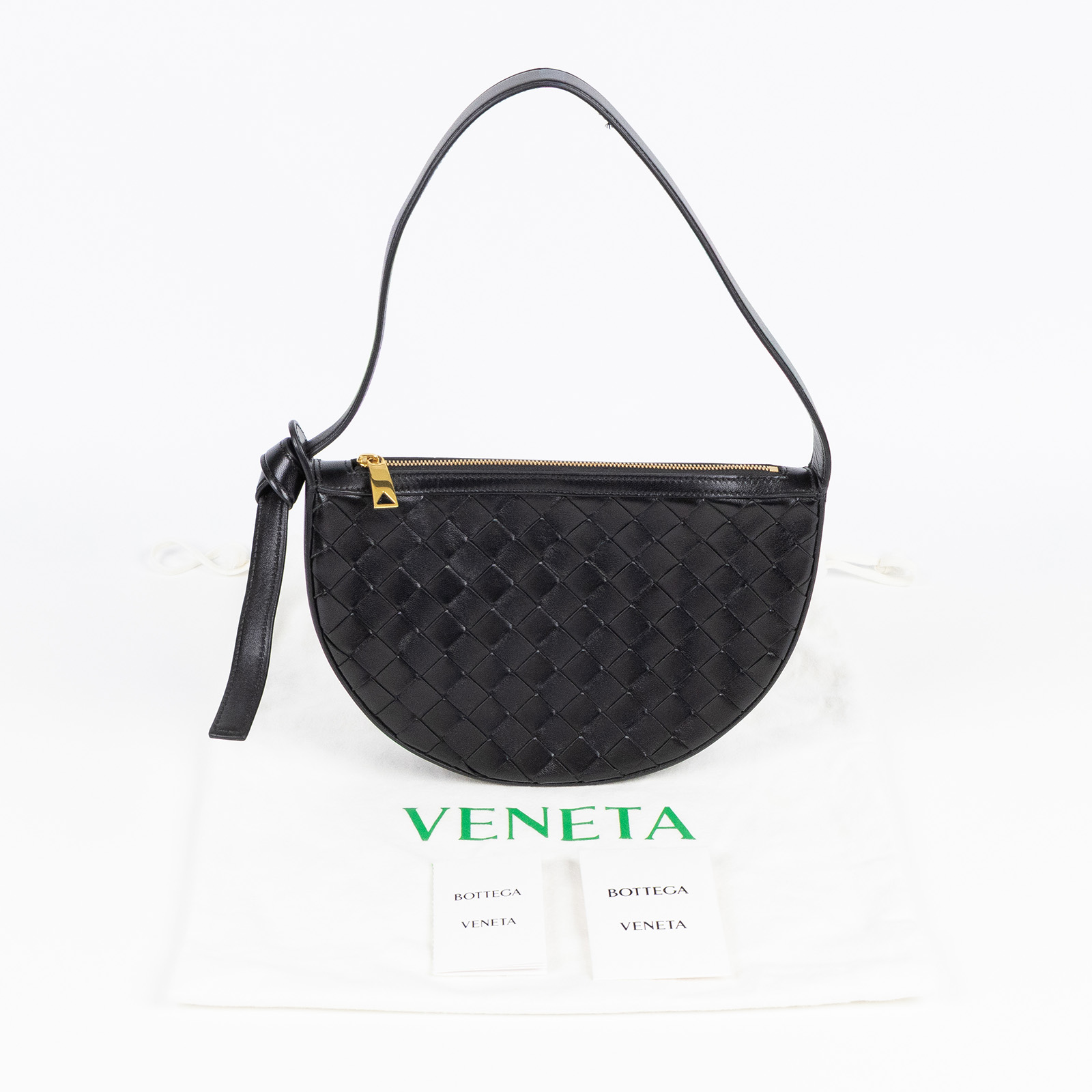 寶緹嘉 BOTTEGA VENETA Sunrise 手提包 763747VCPP3 黑編織Sunrise肩背包 防塵袋