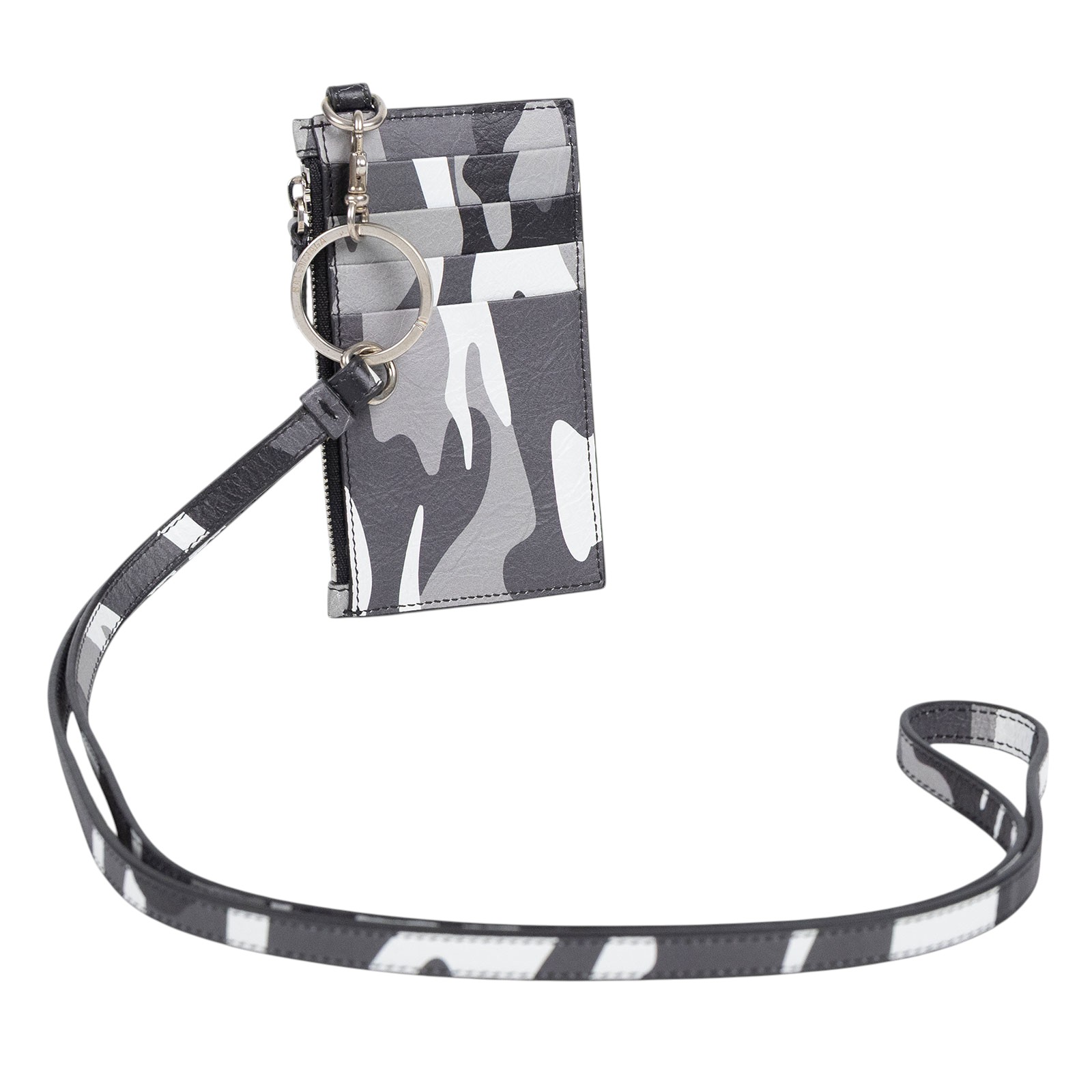 巴黎世家 BALENCIAGA 卡夾 證件夾 5945482AAPB 黑白迷彩掛繩卡包 原廠盒子/防塵袋