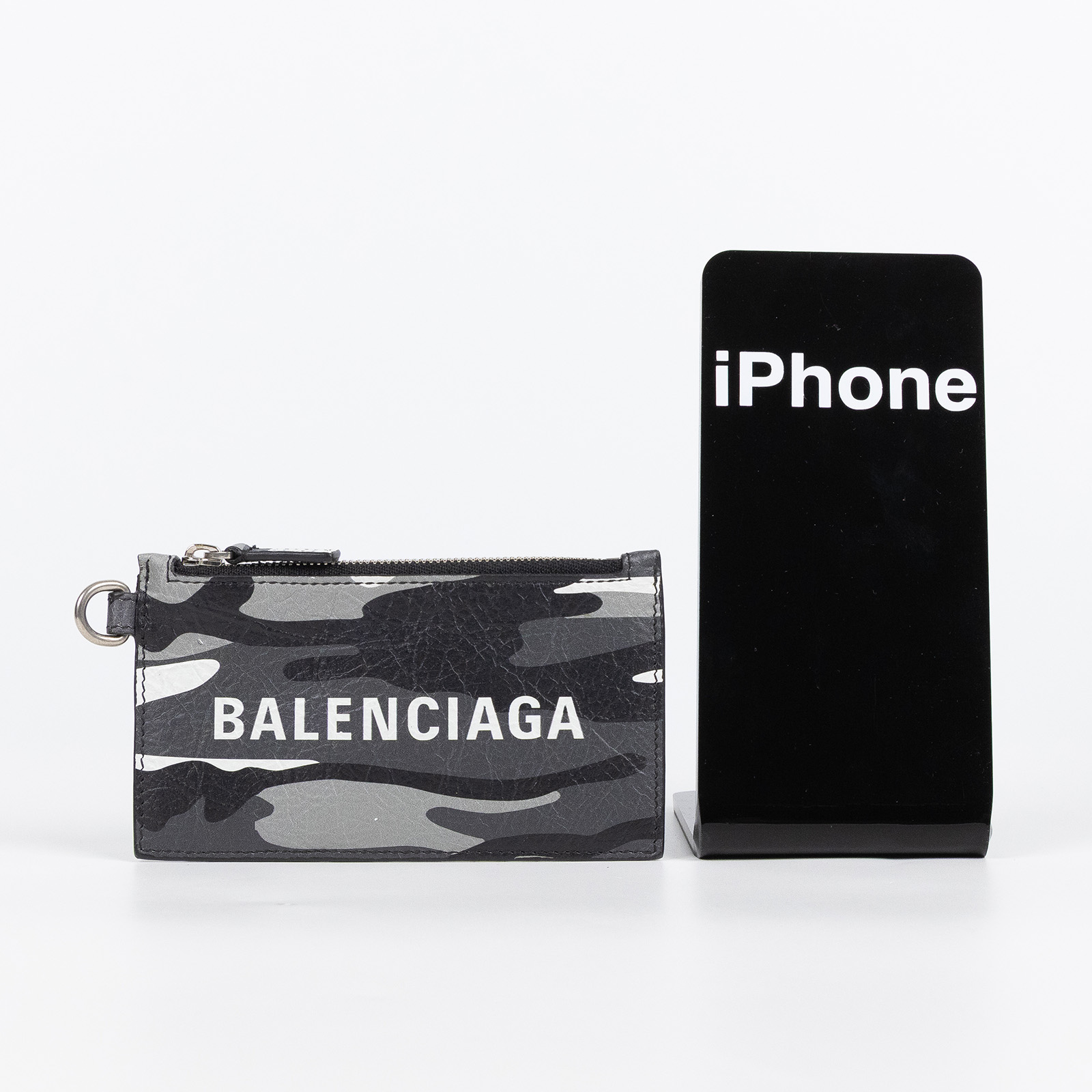 巴黎世家 BALENCIAGA 卡夾 證件夾 5945482AAPB 黑白迷彩掛繩卡包 原廠盒子/防塵袋