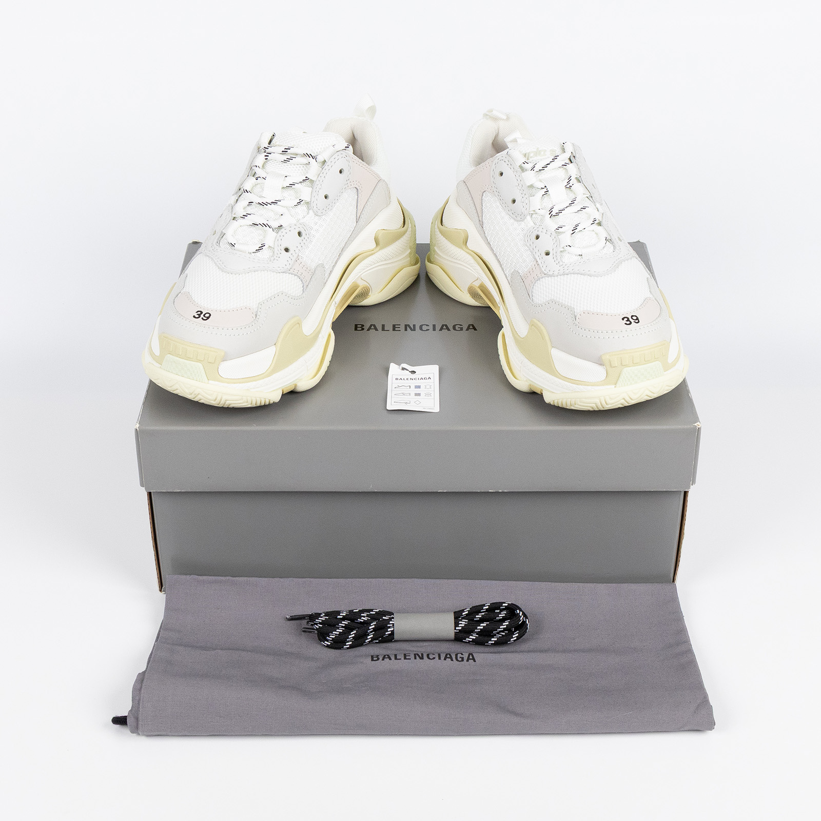 巴黎世家 BALENCIAGA Triple S 老爹鞋 534217W09E1_39 白粉拚小雞黃TRIPLE#39 原廠盒子/防塵袋/替換鞋帶