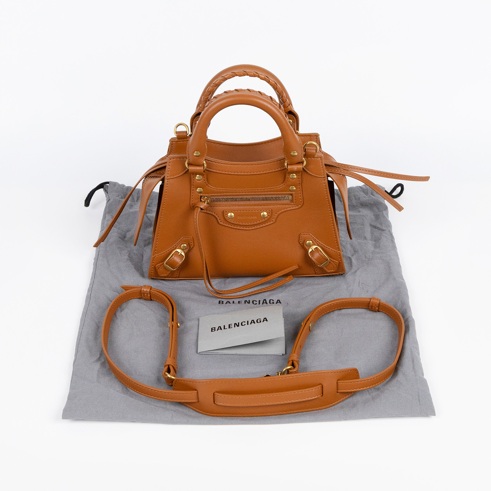 巴黎世家 BALENCIAGA Neo Calassic 迷你 機車包 63852415Y4Y 焦糖NEO CLASSIC MINI 防塵袋