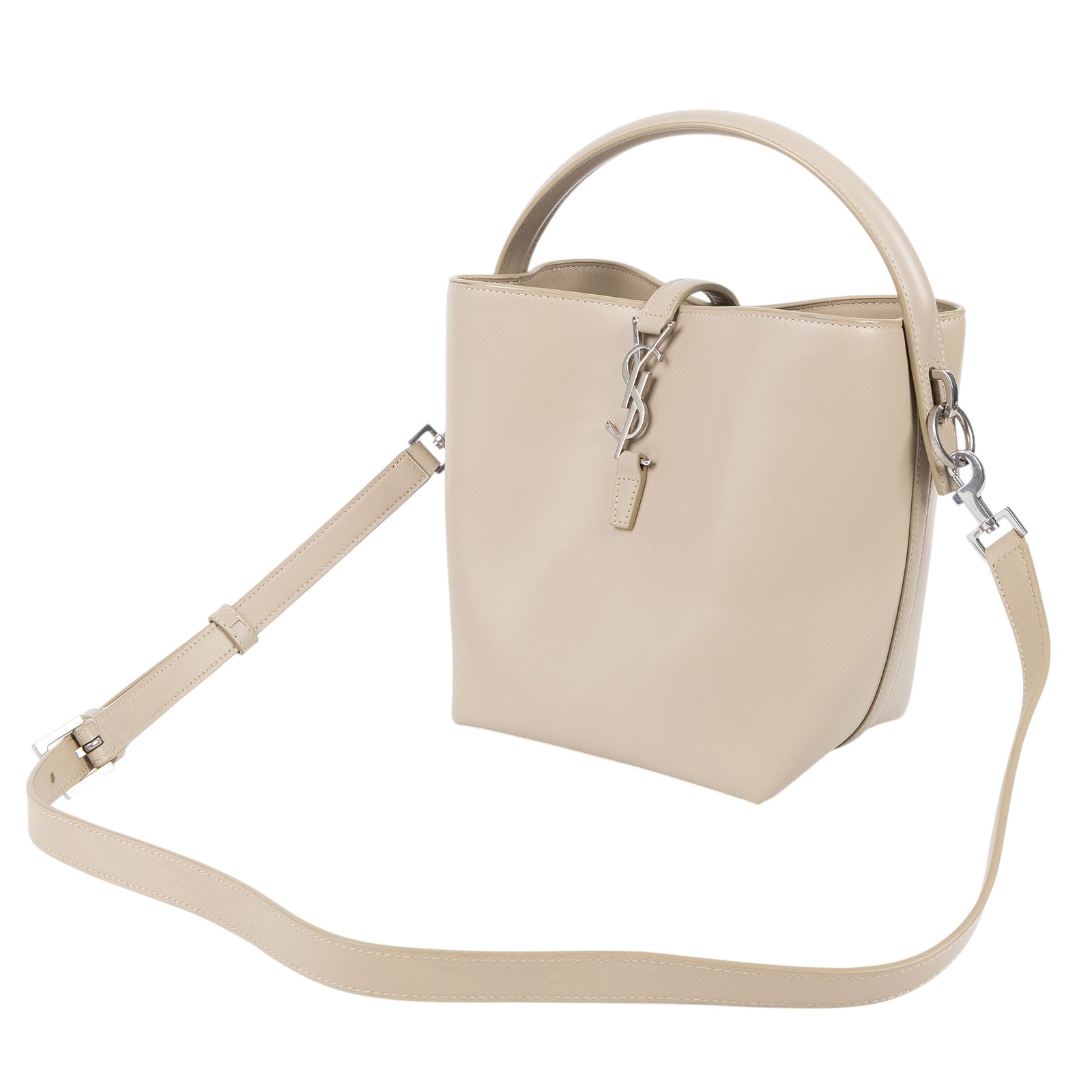 聖羅蘭 YSL SAINT LAURENT le 37 亮面皮革 小型手袋 7490362R20W 米灰LE 37 SMALL 背帶